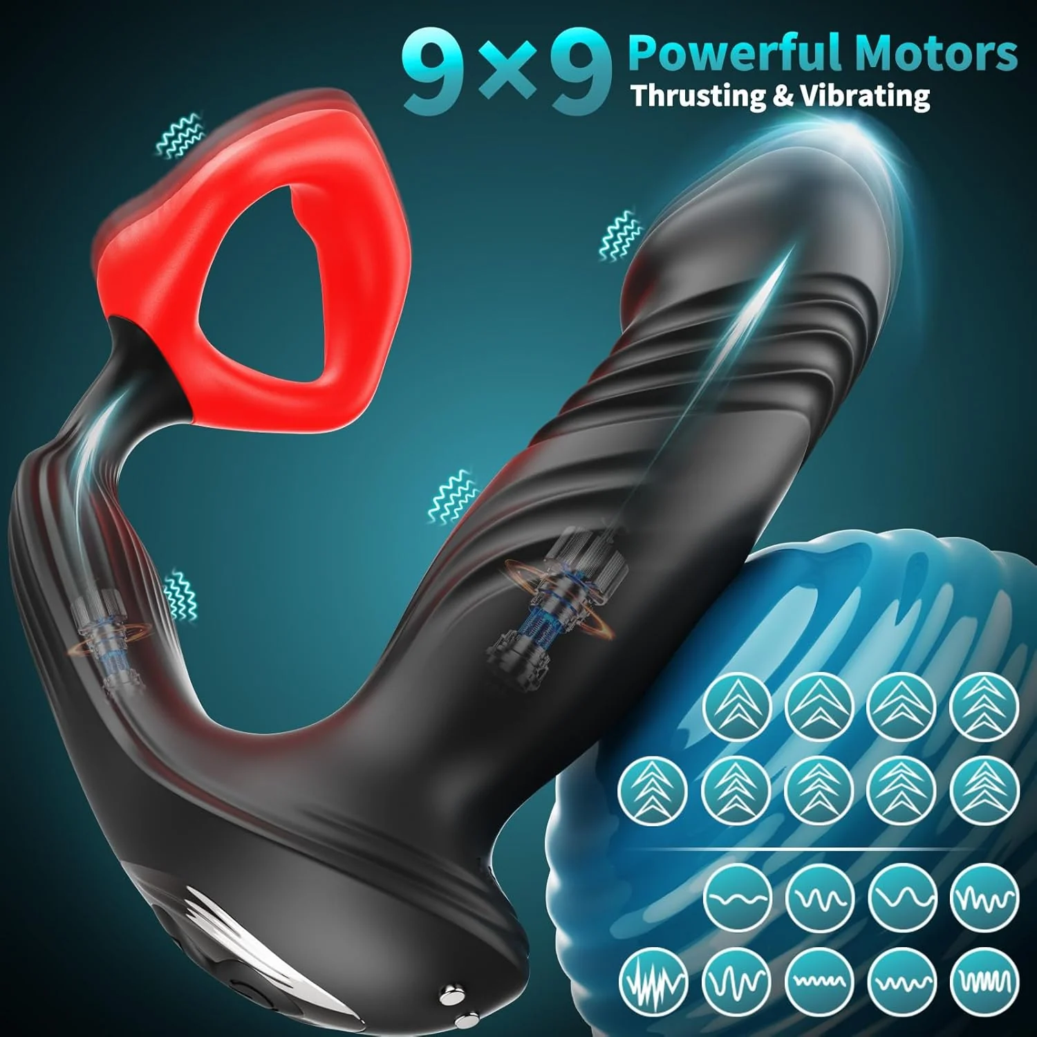 DualThrust Prostate Massager Cock Ring App 9+9 Modes - Image 3