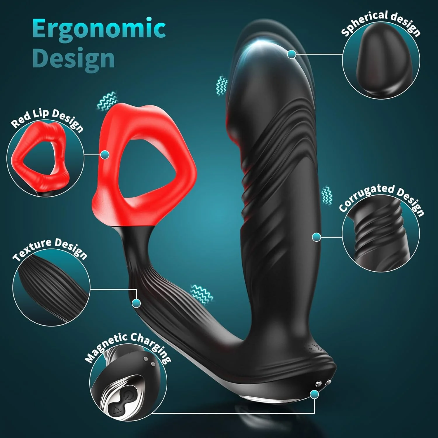 DualThrust Prostate Massager Cock Ring App 9+9 Modes - Image 6