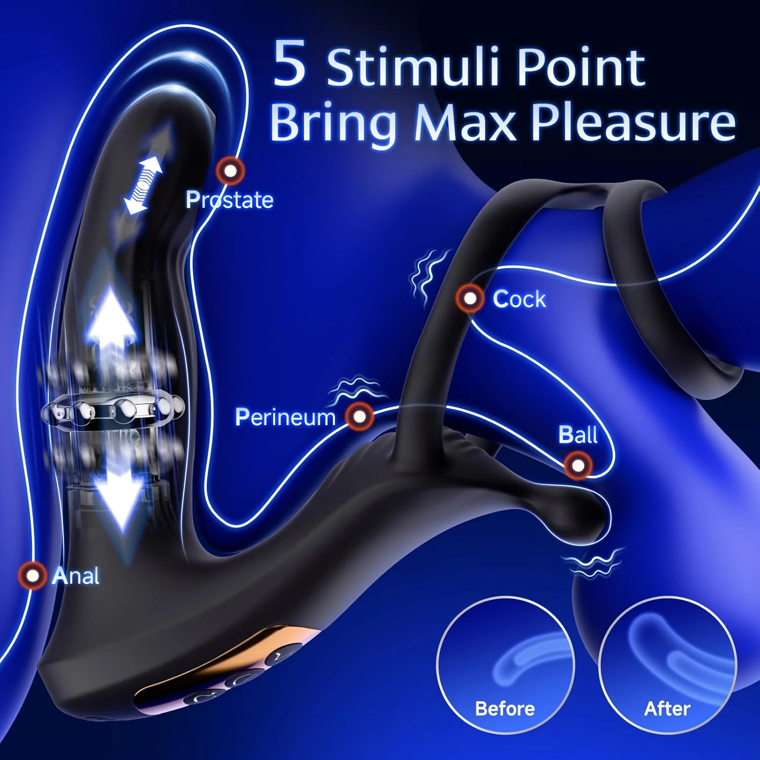 CoreSlide Prostate Massager Cock Ring 9 Modes Thrusting - Image 2