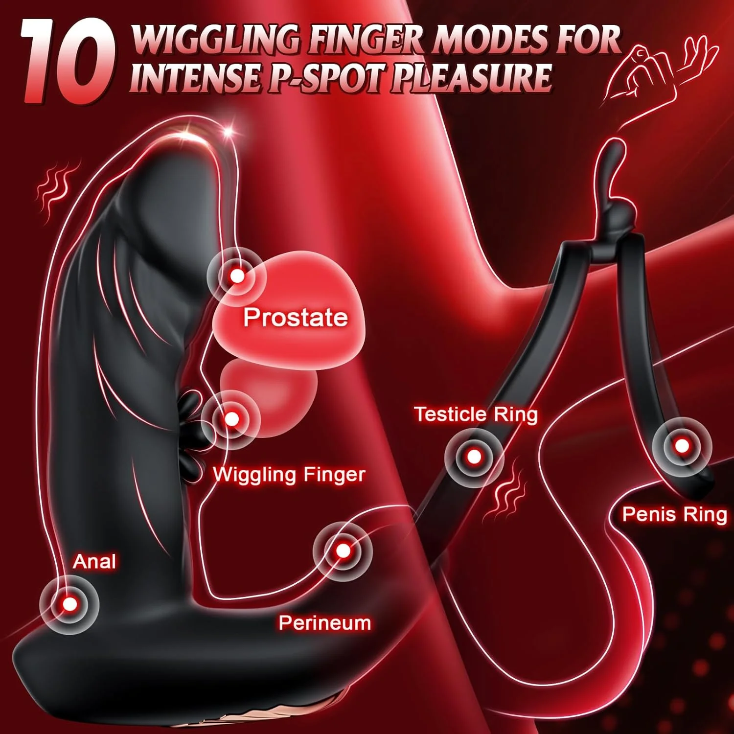 FlapCore Prostate Massager Cock Ring 10 Modes Flapping - Image 3