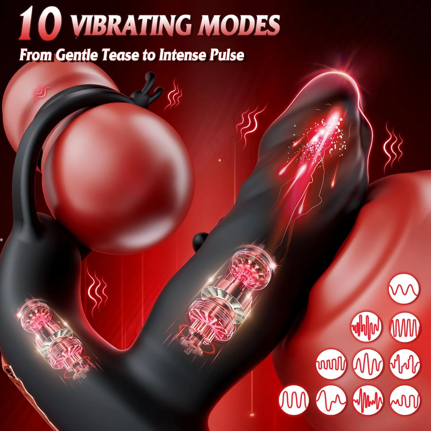 FlapCore Prostate Massager Cock Ring 10 Modes Flapping - Image 4
