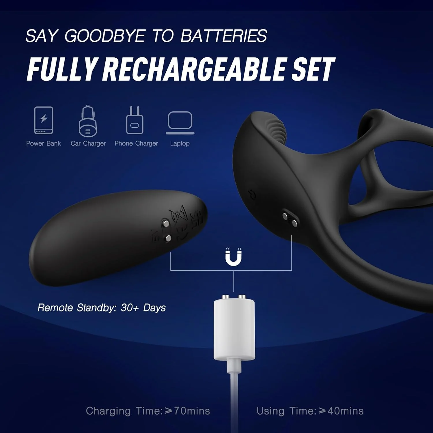 SilentPulse Prostate Massager Cock Ring 9 Modes Remote Quiet - Image 6