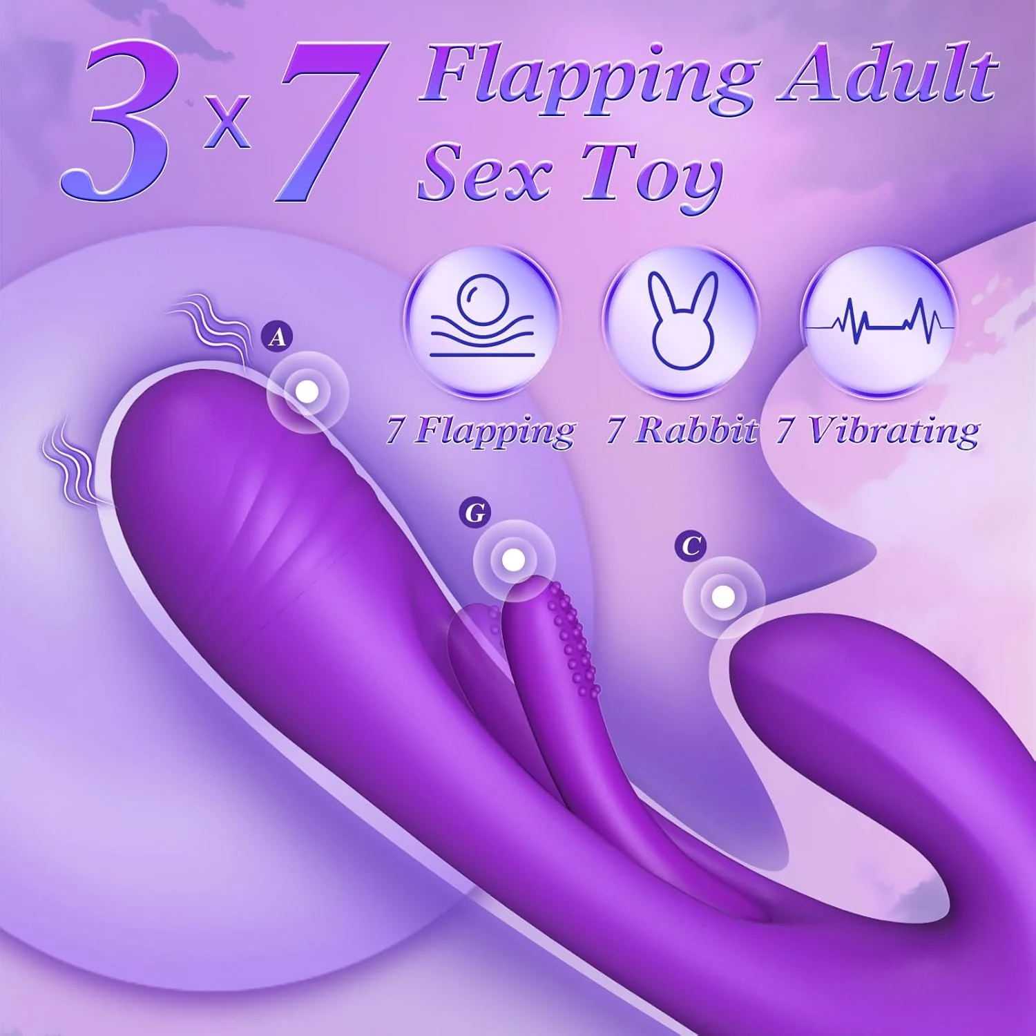 PulseSupreme 3-in-1 Rabbit Vibrator with Flapping Tongue & Dual Motors - Image 3