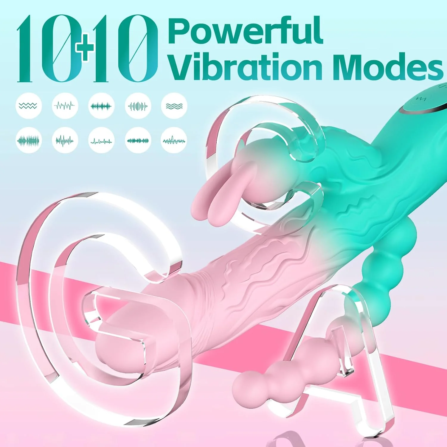 TriBloom 3-in-1 Rabbit Vibrator 20 Modes Beads Waterproof - Image 2