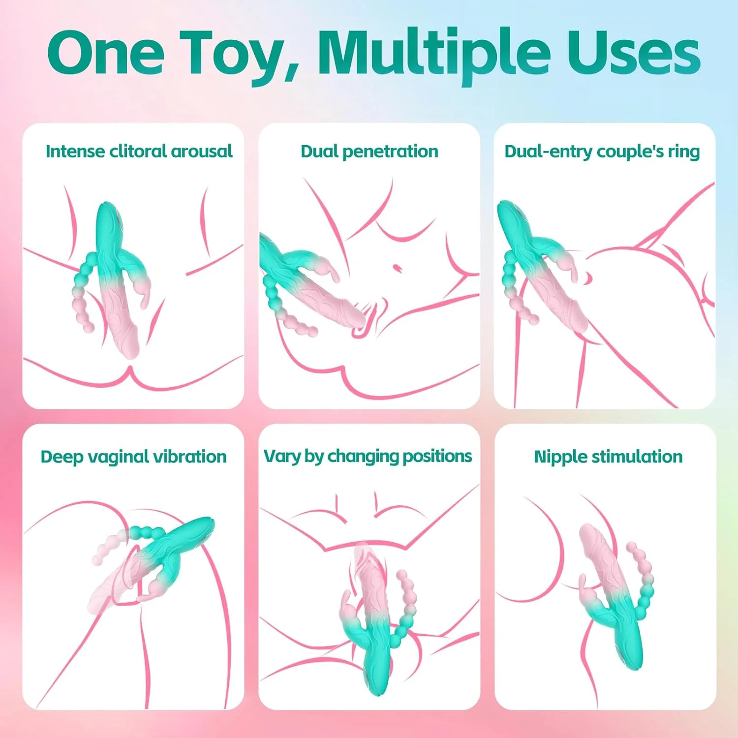 TriBloom 3-in-1 Rabbit Vibrator 20 Modes Beads Waterproof - Image 5