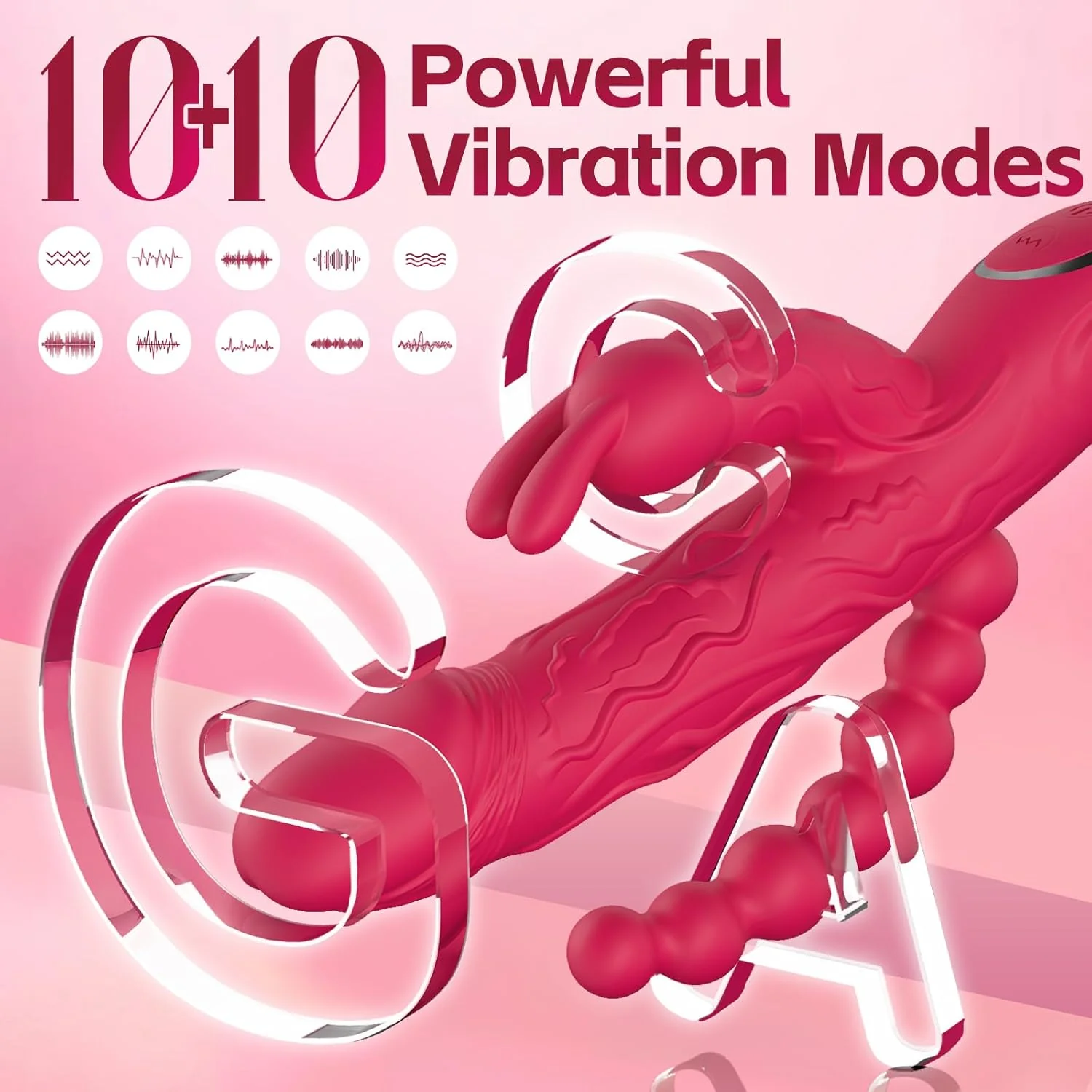 RoseFlux 3-in-1 Rabbit Vibrator 10 Modes Silicone Waterproof - Image 2