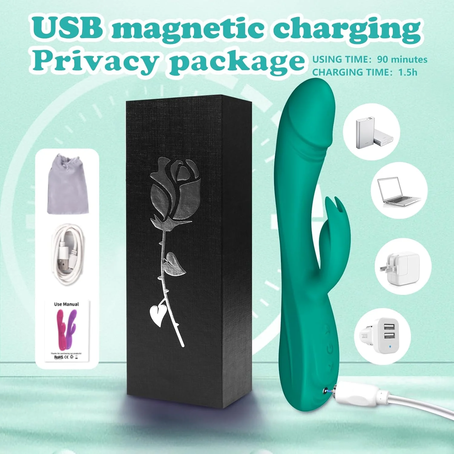 NoirWave Rabbit Vibrator 49 Modes Dual Motor Waterproof - Image 6