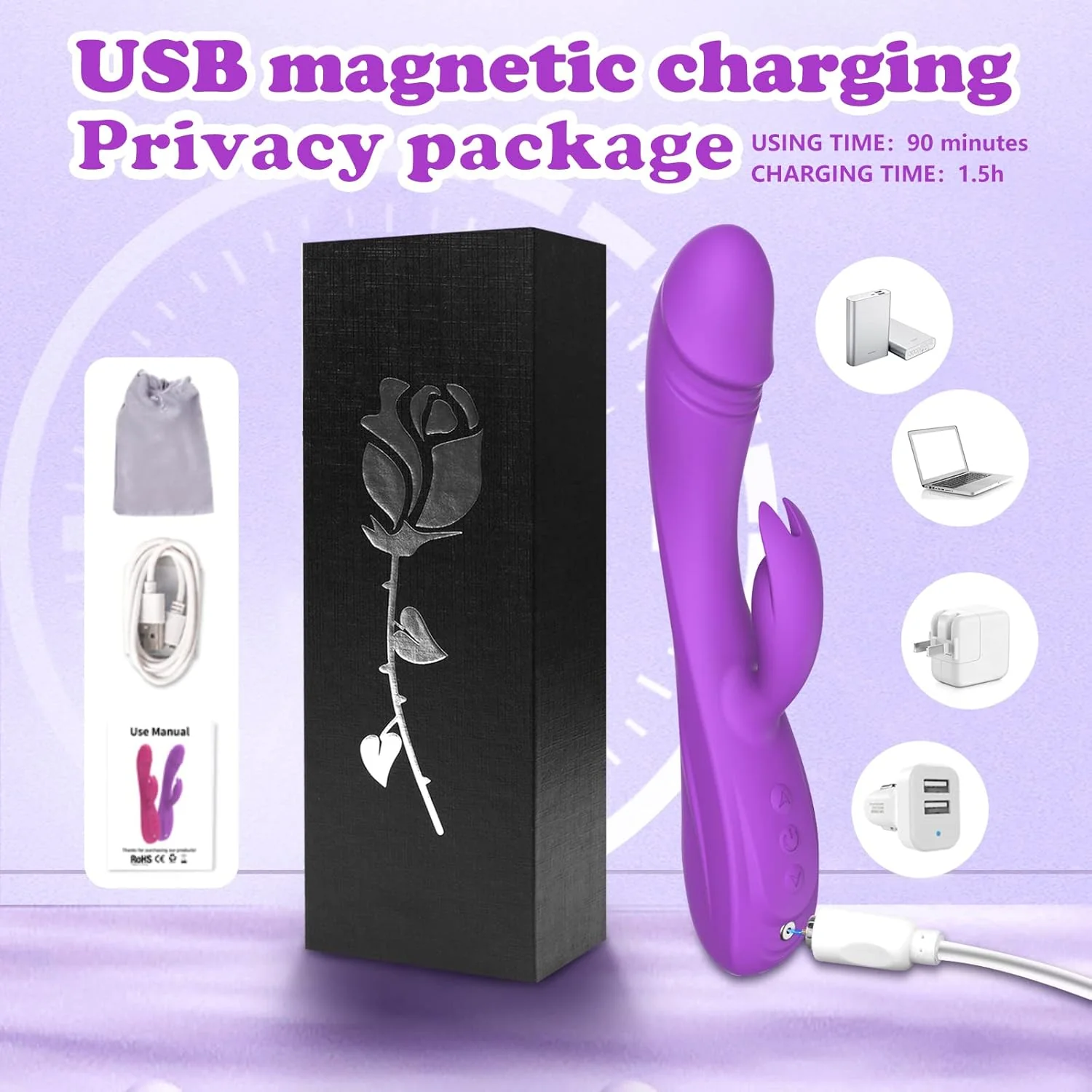 VantaWave Rabbit Vibrator 49 Modes Dual Motor Waterproof - Image 6