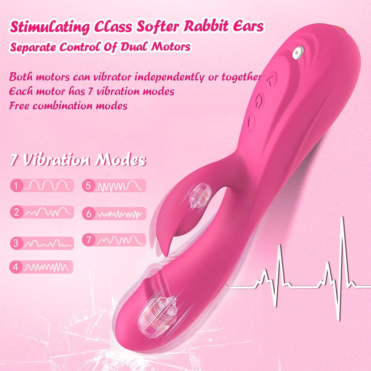 VeloraX Rabbit Vibrator 49 Modes Waterproof Silicone USB - Image 3
