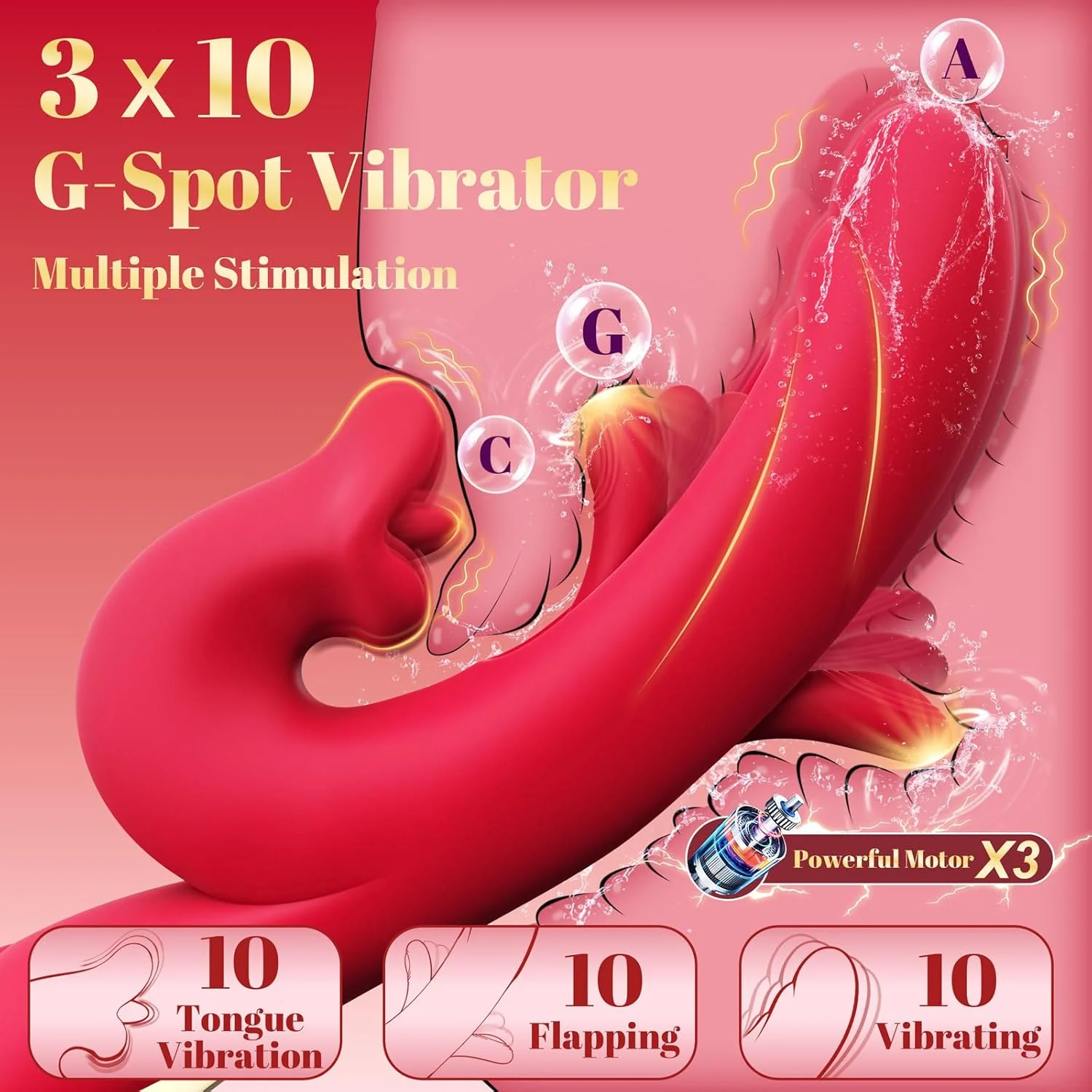 TriMode Rabbit Vibrator 3-in-1 Flapping Tongue 30 Modes - Image 2