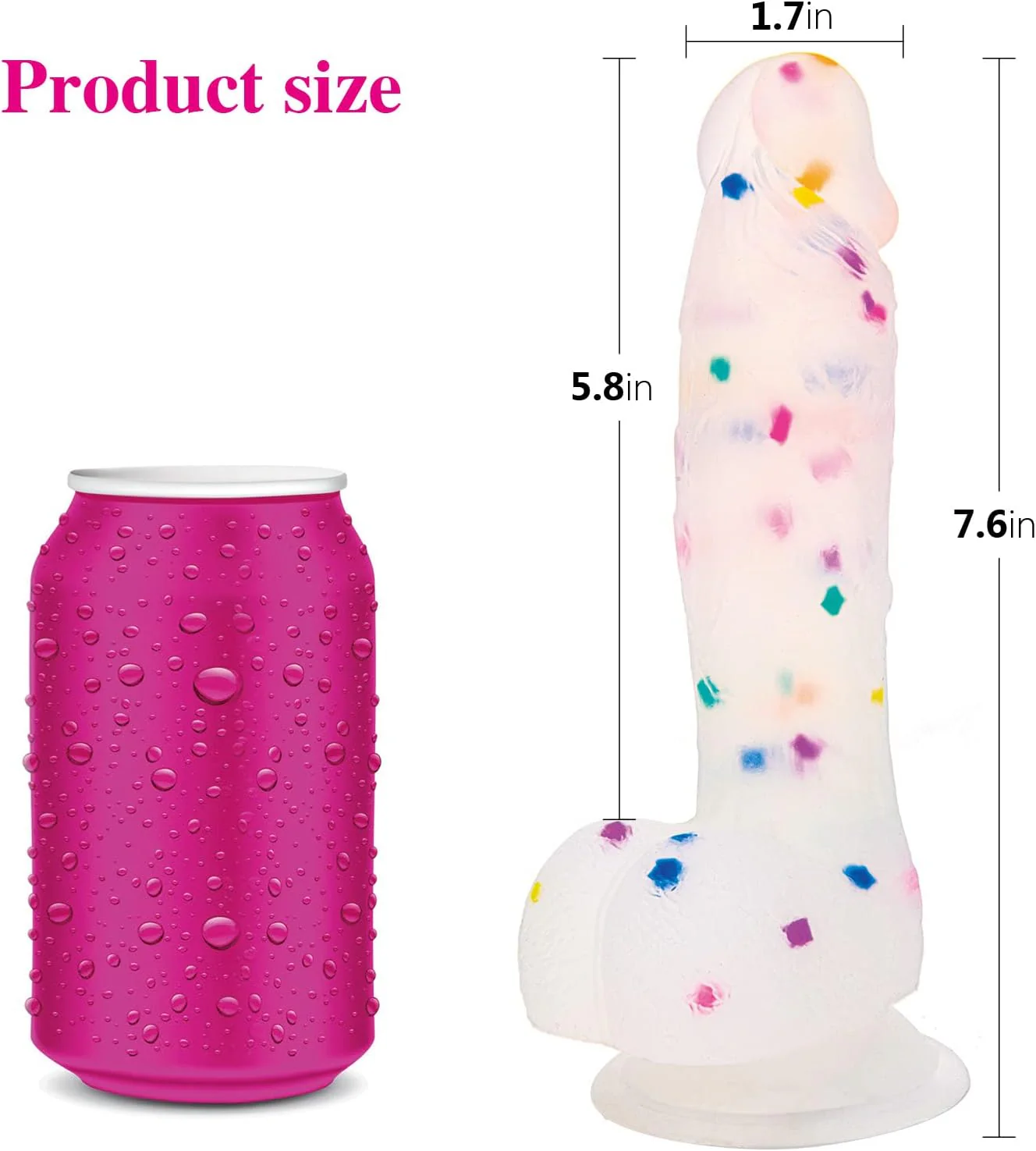 CrystalTone 7.6” Confetti Silicone Dildo Suction Cup Beginner - Image 2