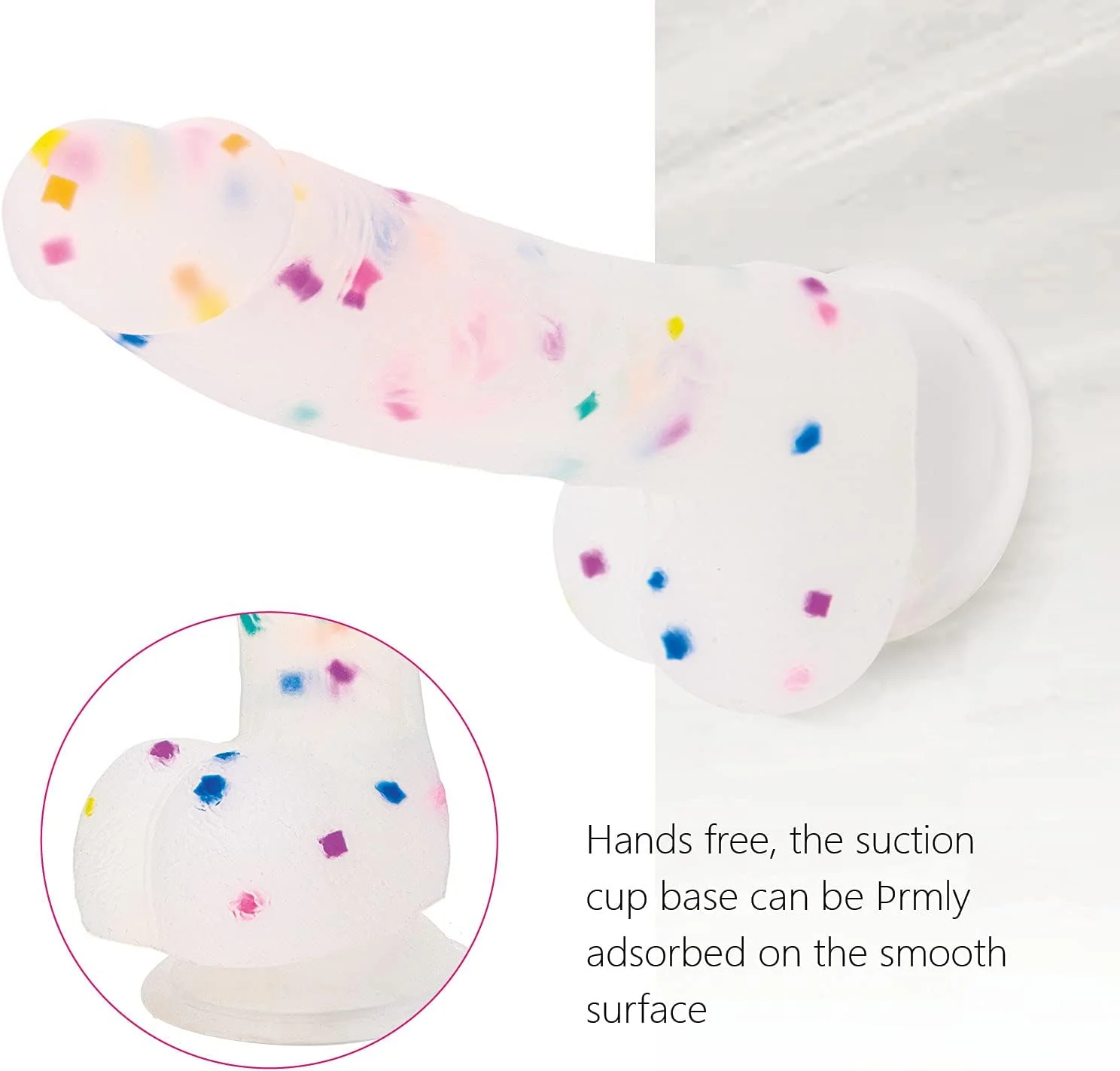 CrystalTone 7.6” Confetti Silicone Dildo Suction Cup Beginner - Image 3
