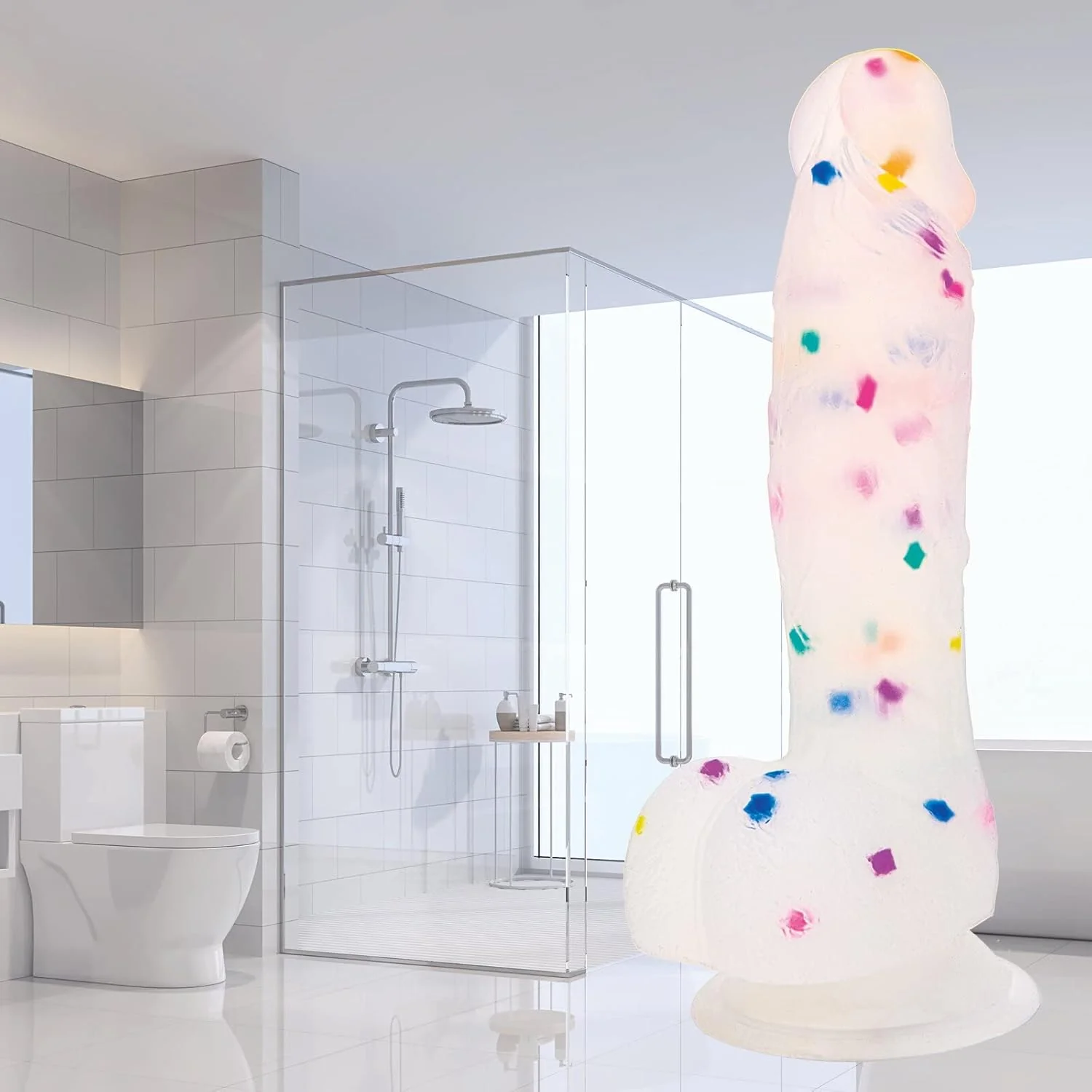 CrystalTone 7.6” Confetti Silicone Dildo Suction Cup Beginner - Image 4