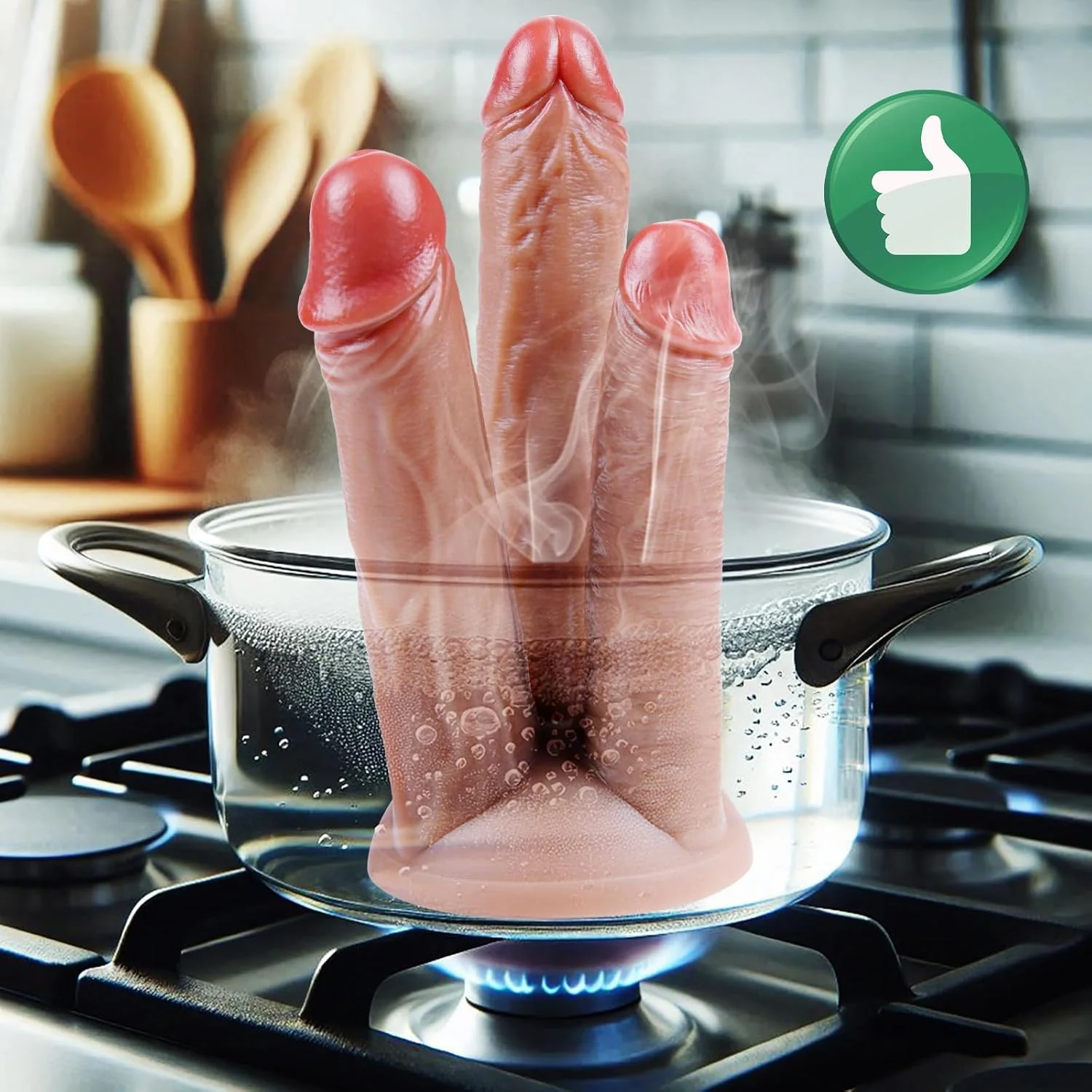 TriMax Triple Head Dildo Silicone Suction Cup Toy XL - Image 6