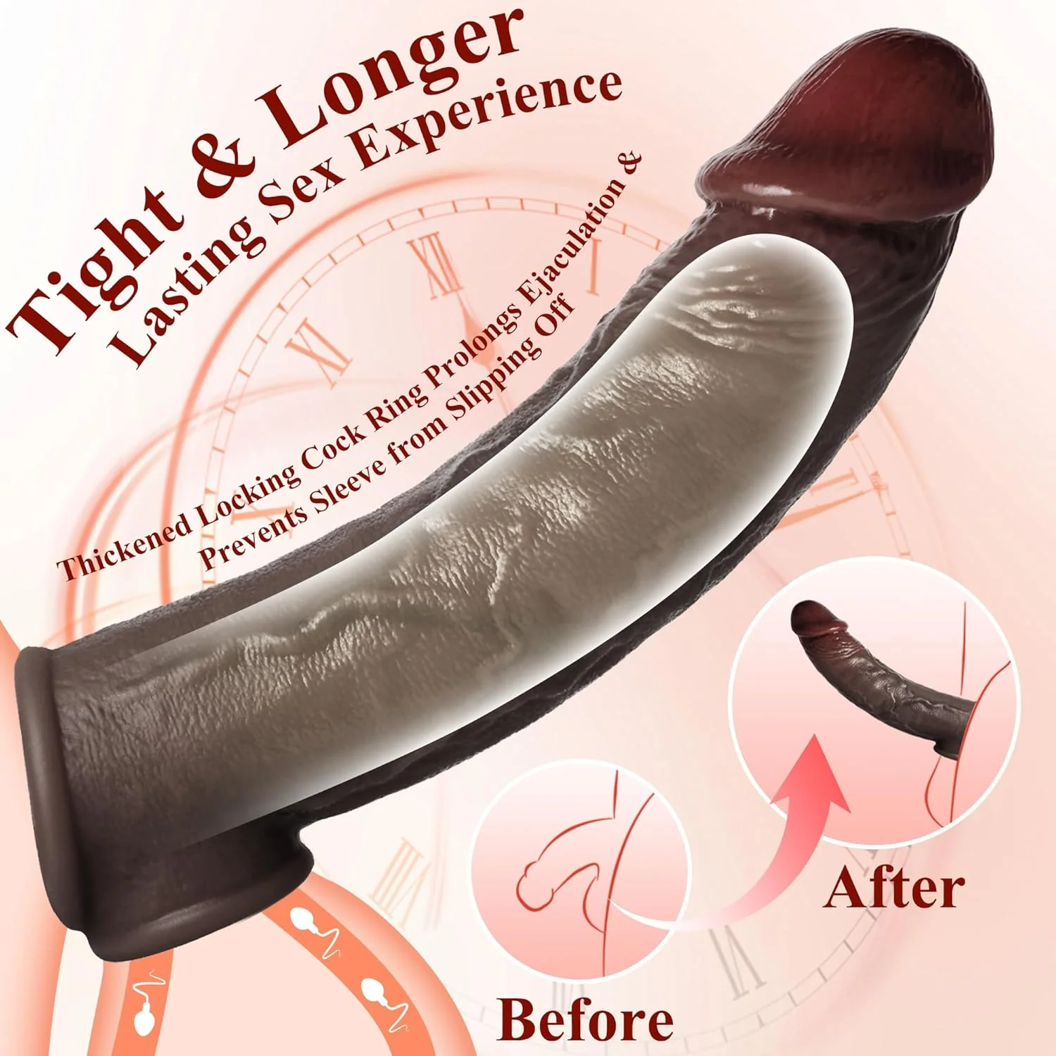 RealSkin Realistic Penis Sleeve 8.3” Silicone Extender Ring - Image 3