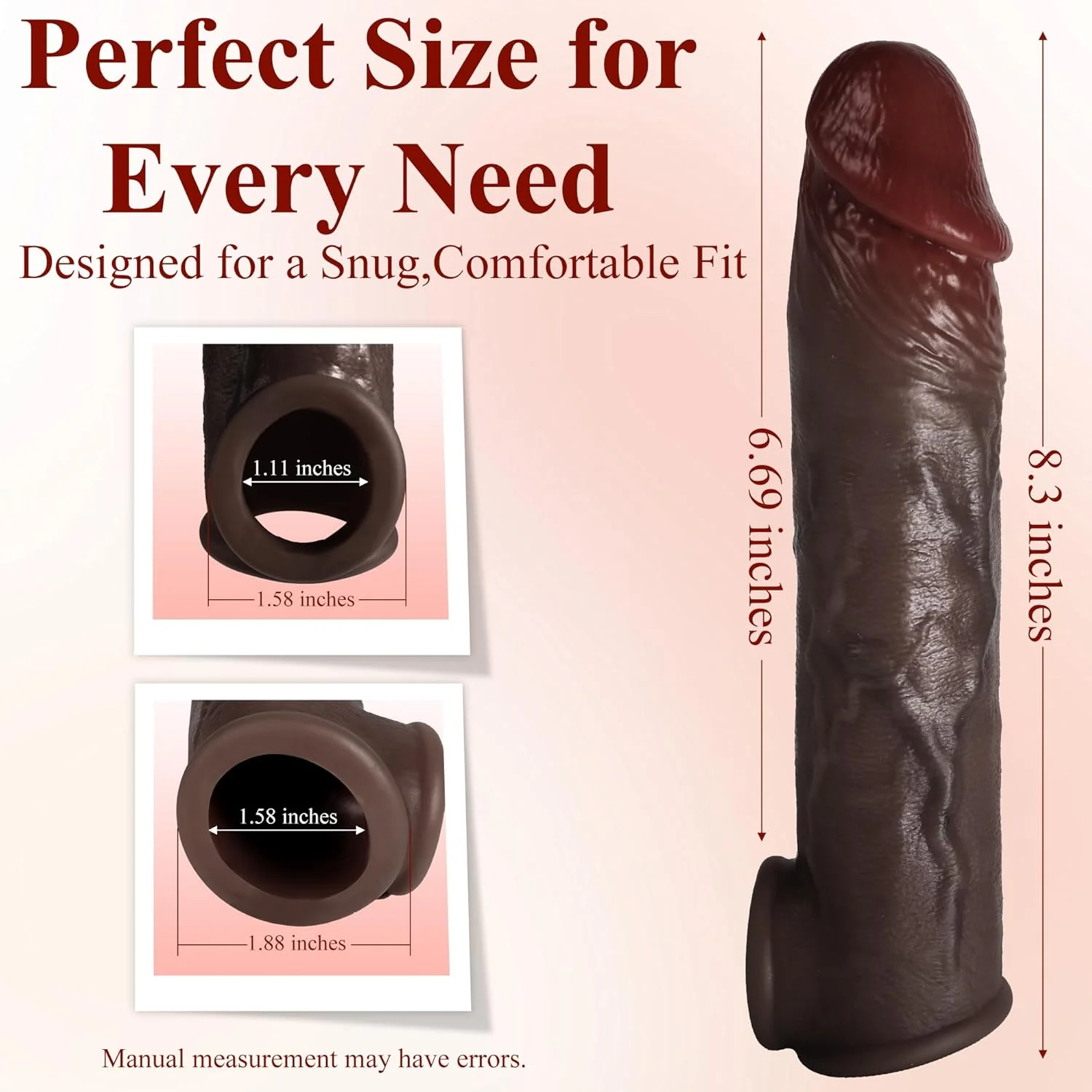 RealSkin Realistic Penis Sleeve 8.3” Silicone Extender Ring - Image 6