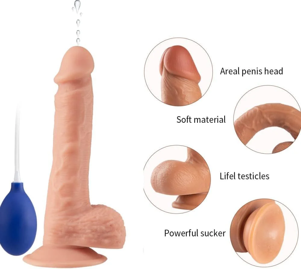 FlexJet 8.4” Squirting Dildo Curved Silicone Suction Cup - Image 4
