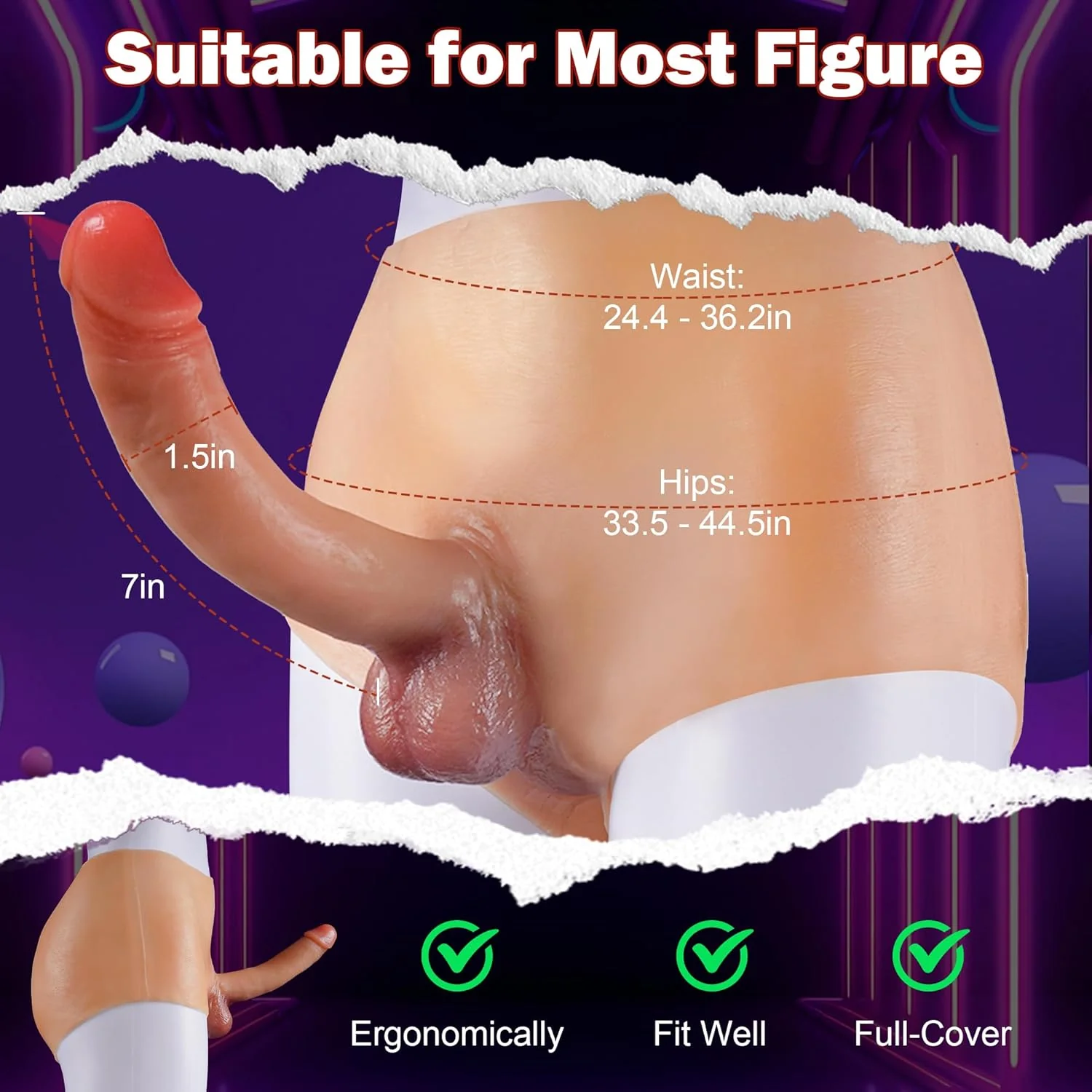 FlexSkin Strapless Silicone Dildo Panties 7 Inch - Image 4