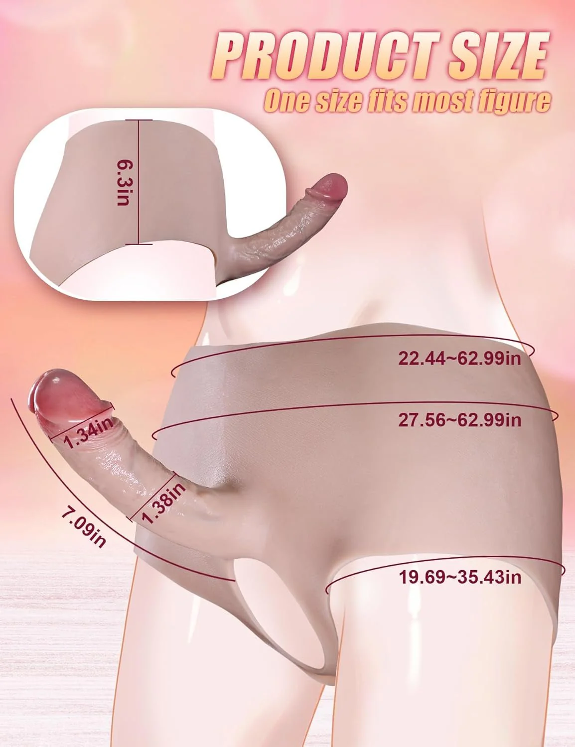 SkinFit 7 Inch Strapless Dildo Panties Silicone - Image 3