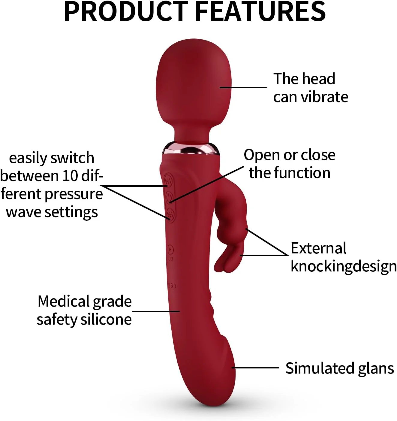 CrimsonWave Rabbit Vibrator Sex Wand  10 Modes Silicone Waterproof - Image 6