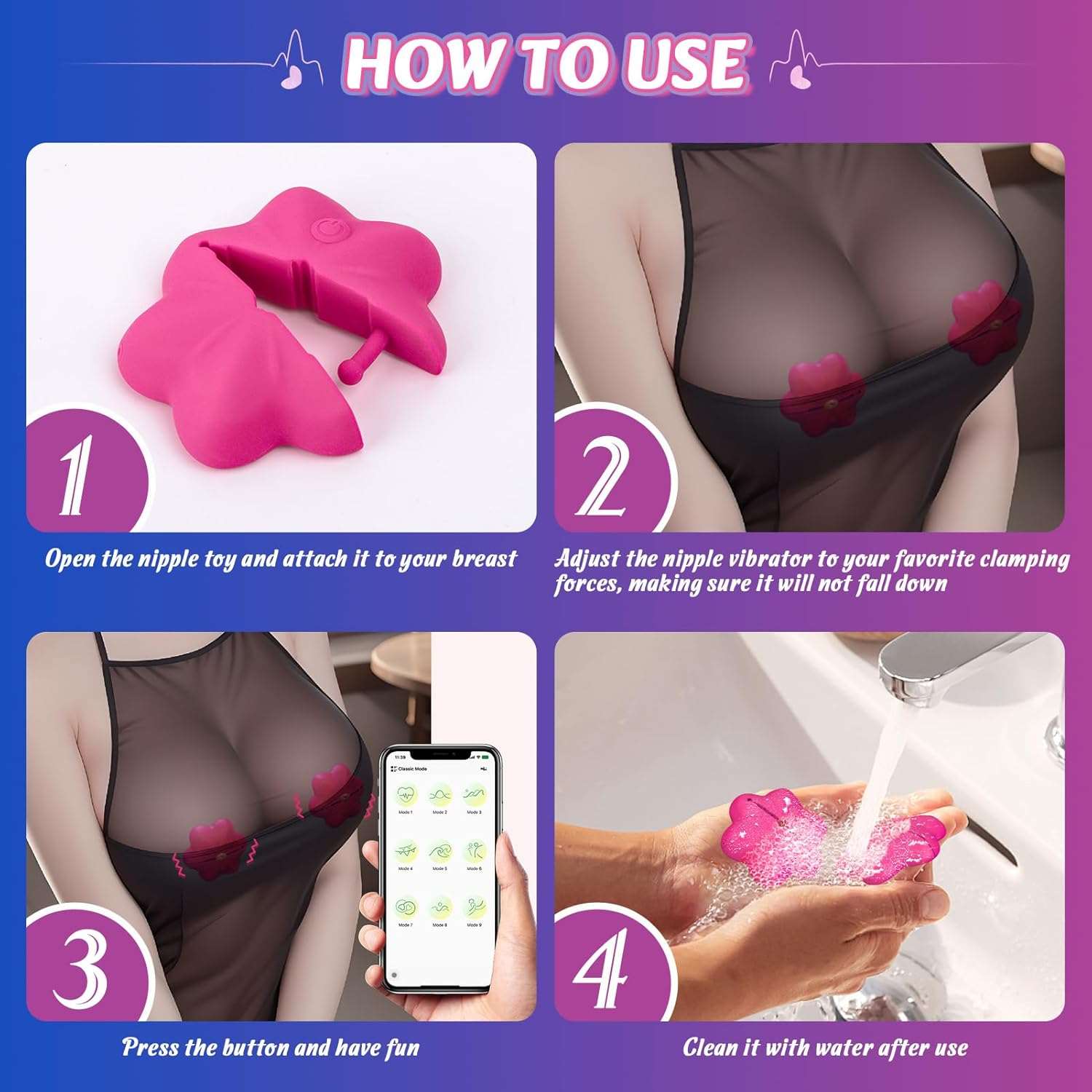 Wireless Remote-Controlled Vibrating Nipple Clamps - Image 5