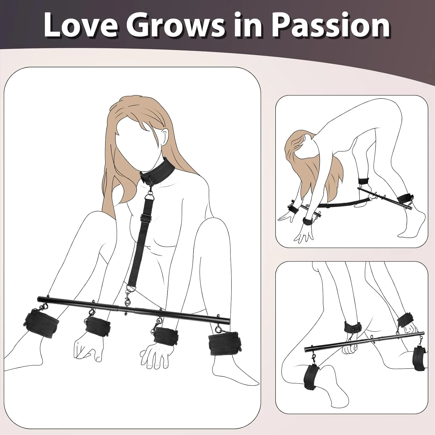 FeatherLock Feather Cuff Spreader Bar BDSM Kit - Image 5