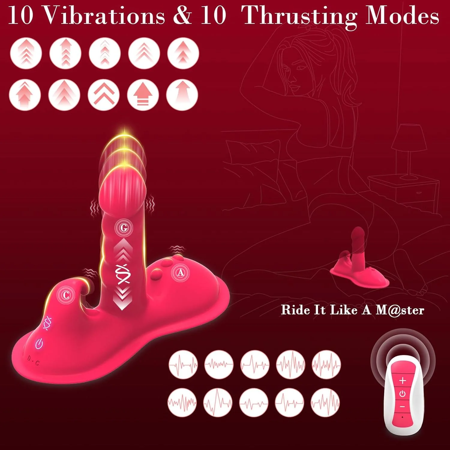 RideQueen Sit & Ride Thrusting Dildo with Remote - Image 3