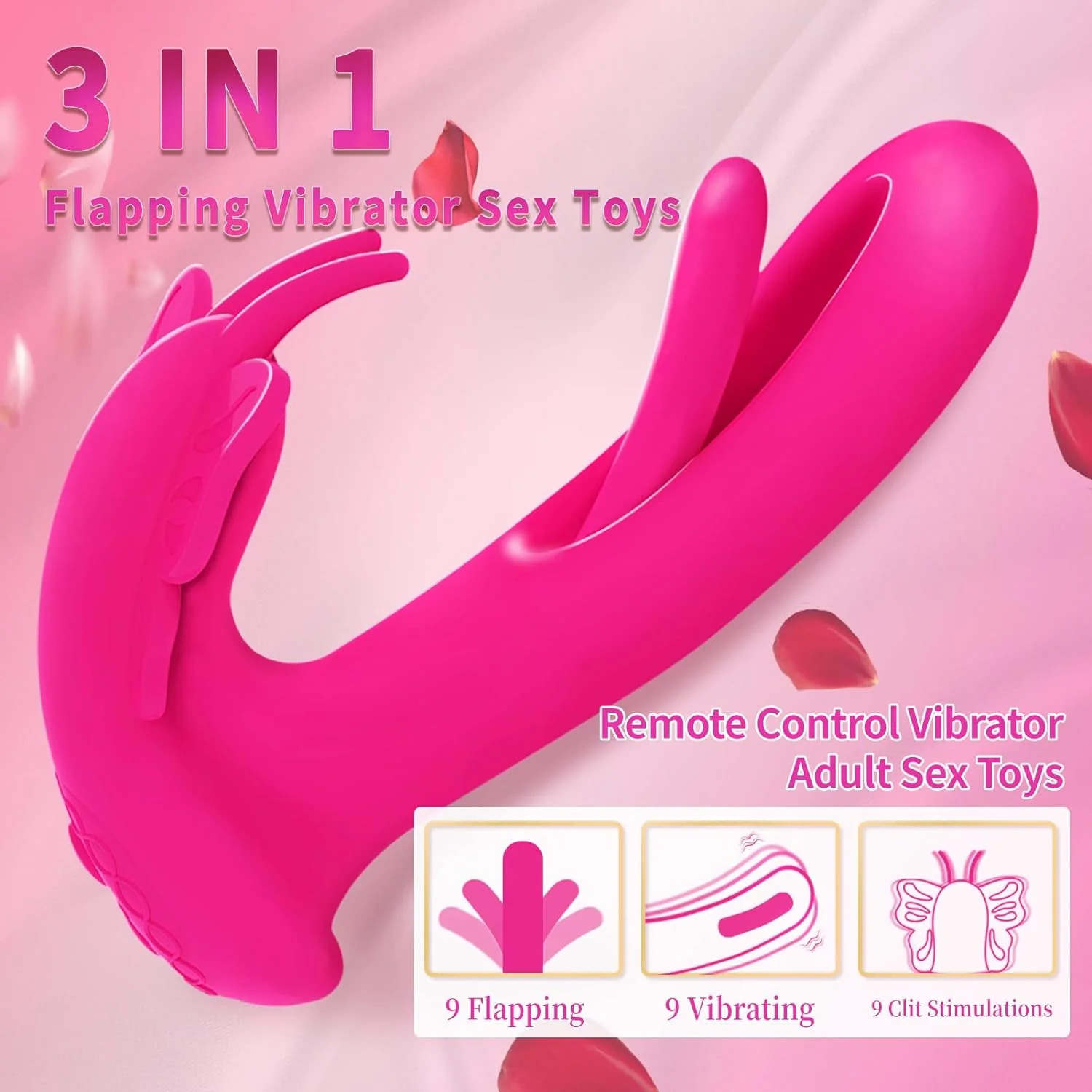RogueFlick 3-in-1 Wearable Panty Vibrator with 9 Flapping & Vibration Modes - Image 2