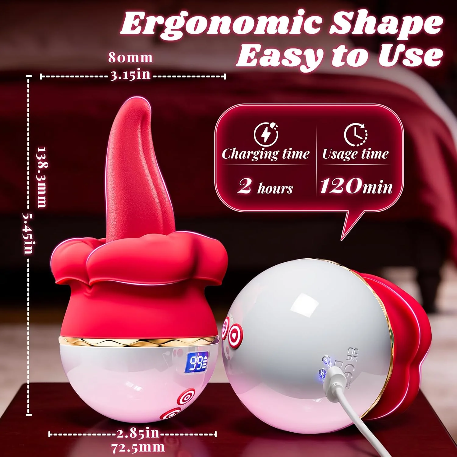 FlorixaWave 5-in-1 Rose Tongue Vibrator 10 Modes Clit Toy - Image 6