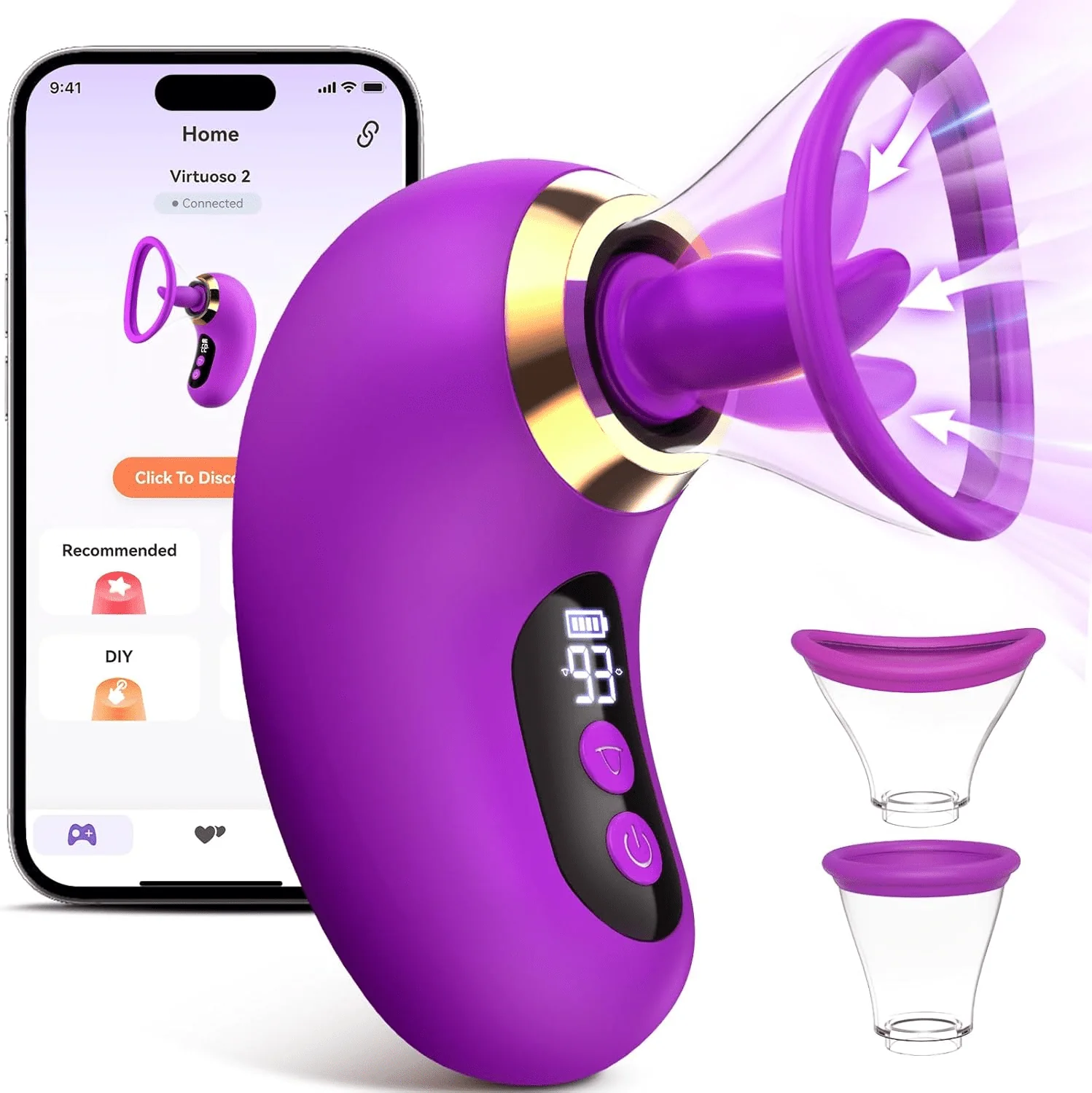 Auraluxe AI Sync Wand Clitoral Sucker LCD App Waterproof