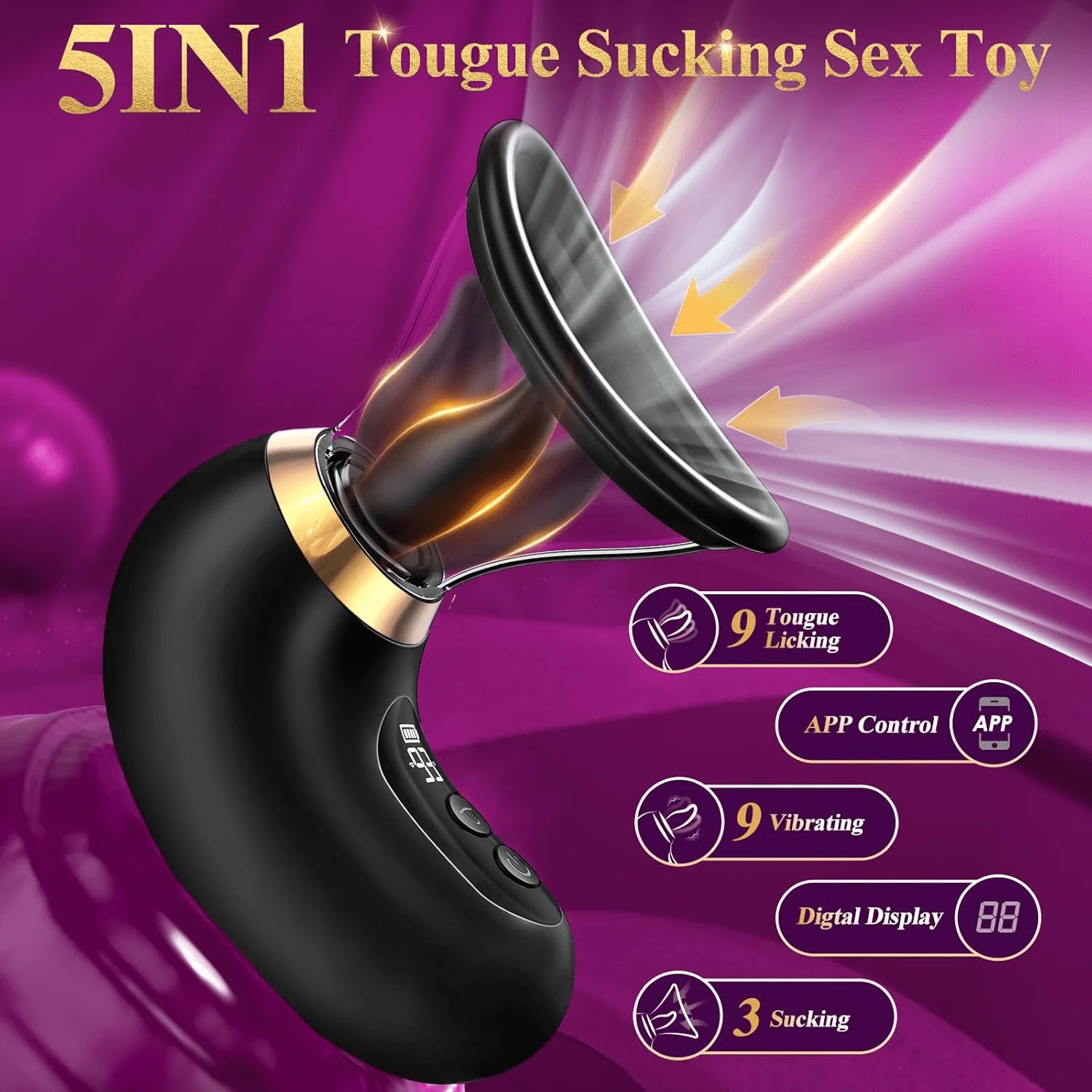 ObsidiaSync AI Rose Wand Clit Sucker LCD App Waterproof - Image 3