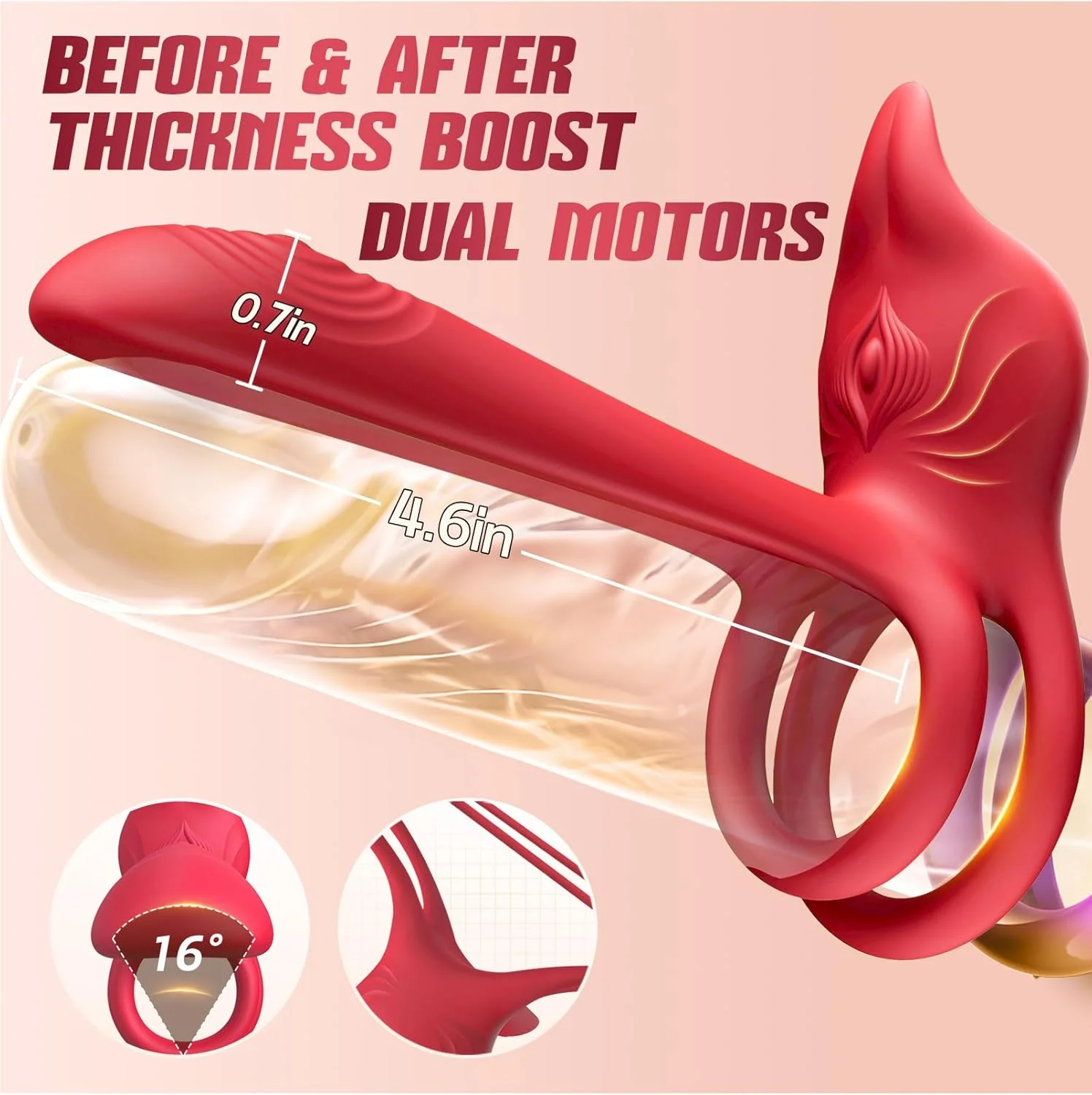 RoseSyncX Rose Vibrating Cock Ring G-Spot Clit Stimulator - Image 3