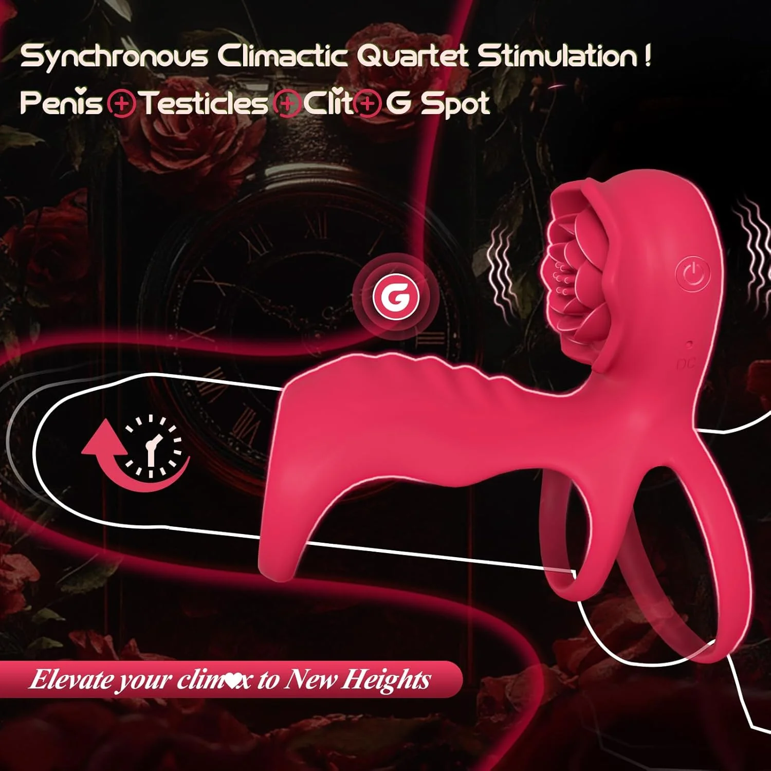 TriLock Cock Ring Extender Clit G-Spot Vibrator 9 Modes - Image 2