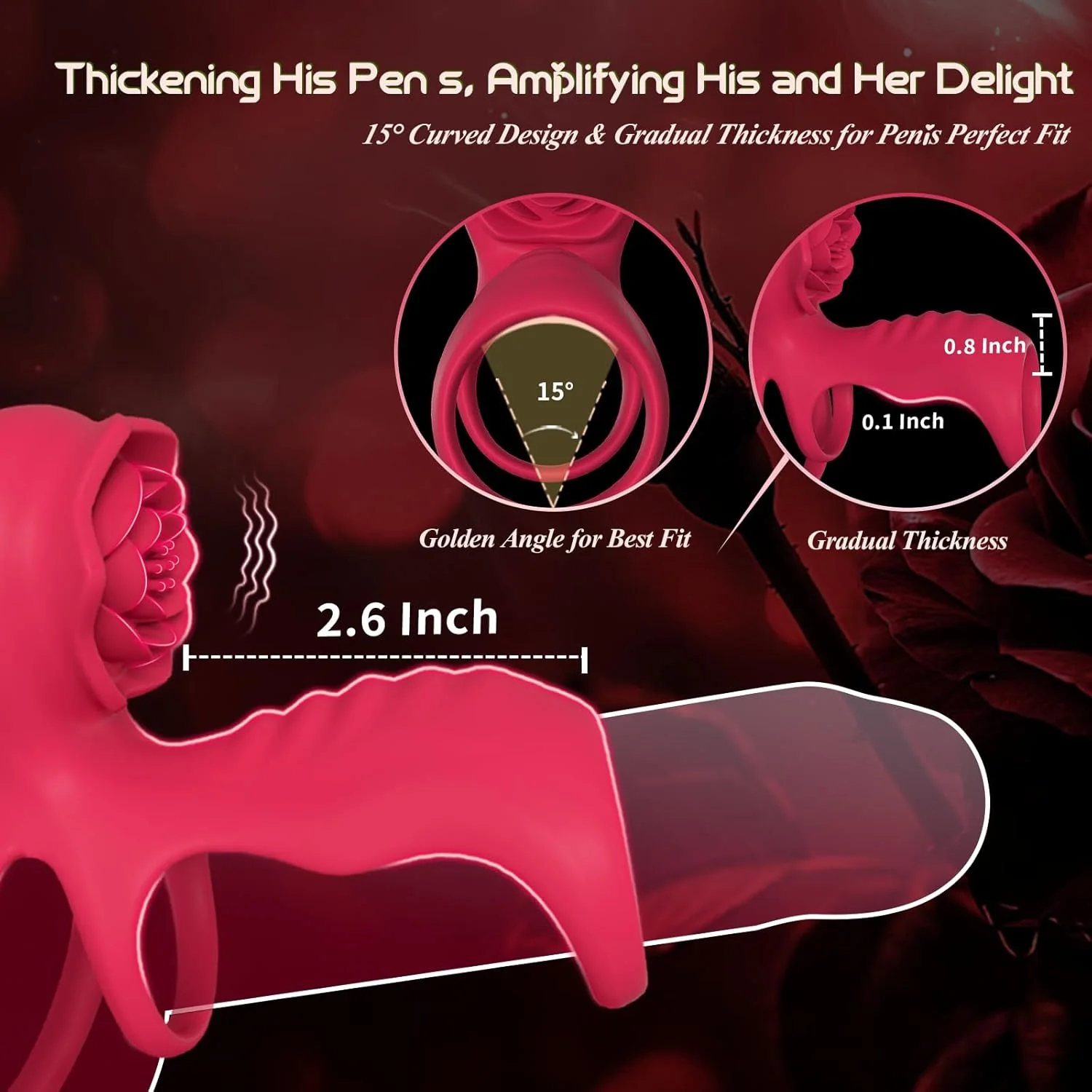 TriLock Cock Ring Extender Clit G-Spot Vibrator 9 Modes - Image 3