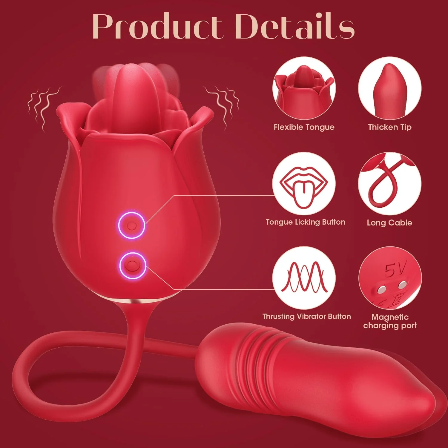 RoselleX AI Rose Thrust Vibrator 9 Lick 9 Thrust - Image 4