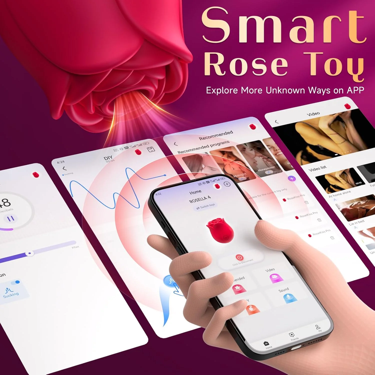 SerevynX Rose Clit Sucker 10 Modes App Waterproof Quiet - Image 6