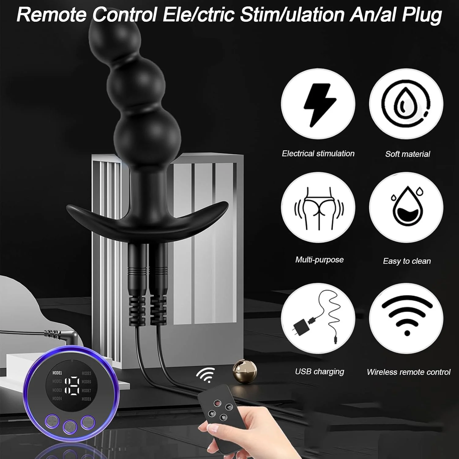 SereneGlow Electric Shock Silicone Anal Beads Plug - Image 2