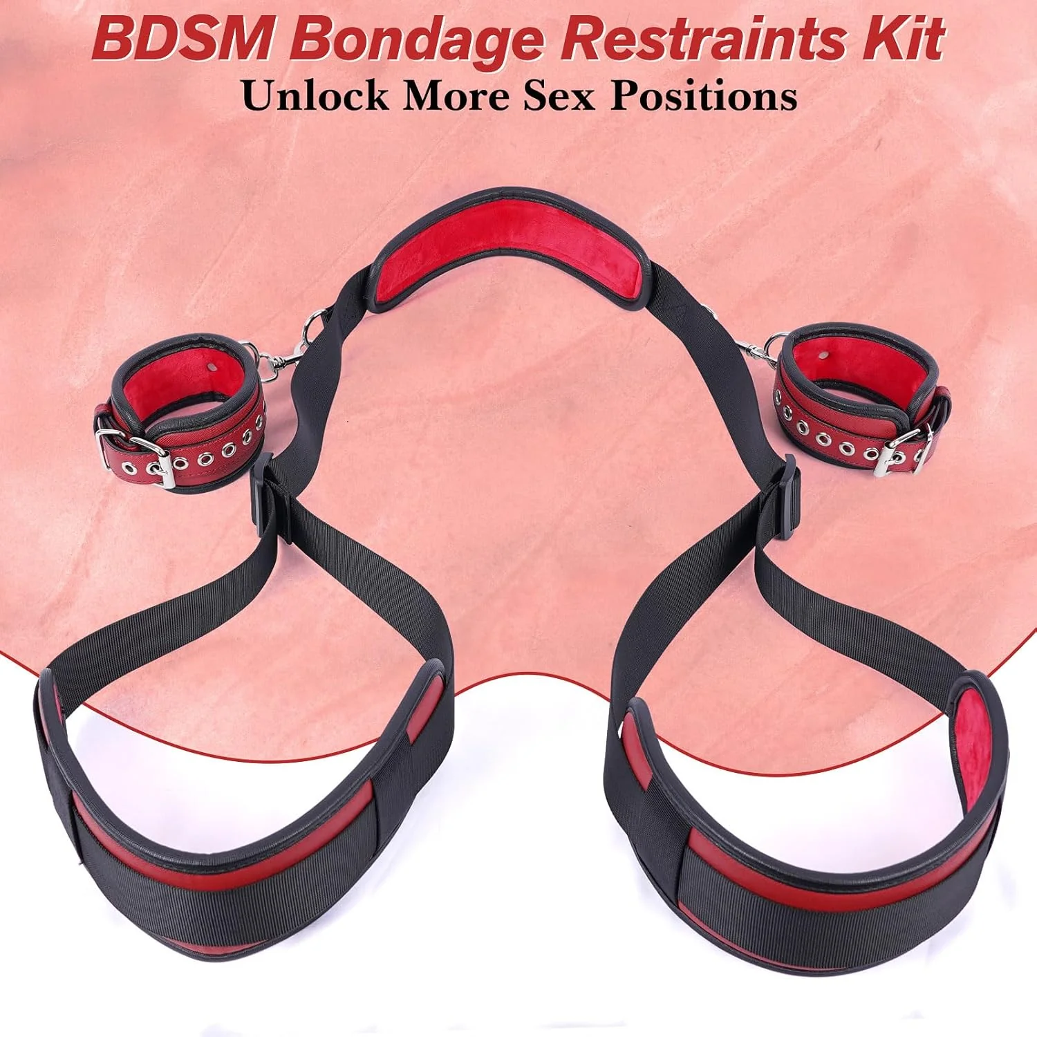 PlushLock PU Leather Sling Strap BDSM Kit with Cuffs - Image 2