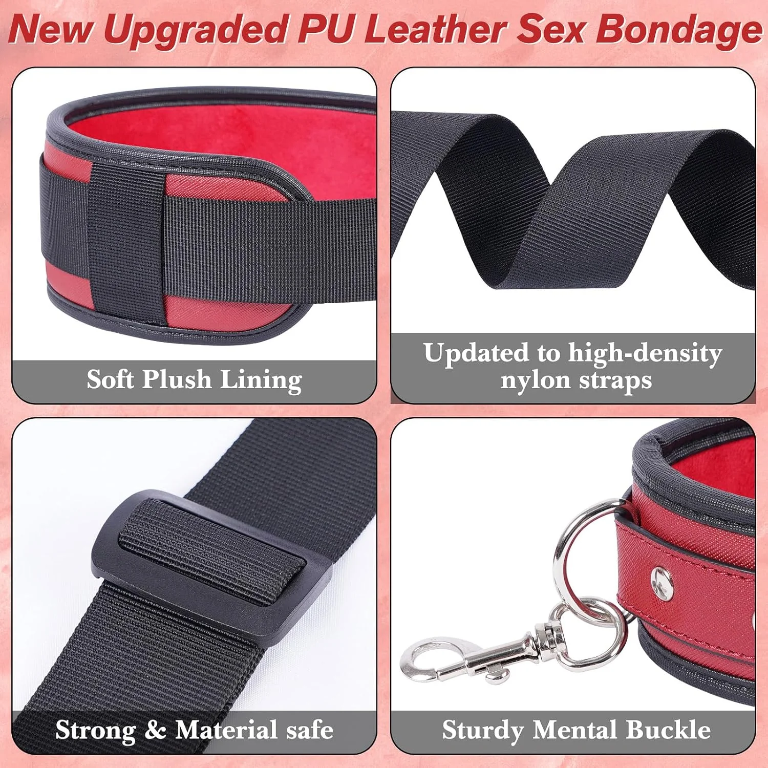 PlushLock PU Leather Sling Strap BDSM Kit with Cuffs - Image 4