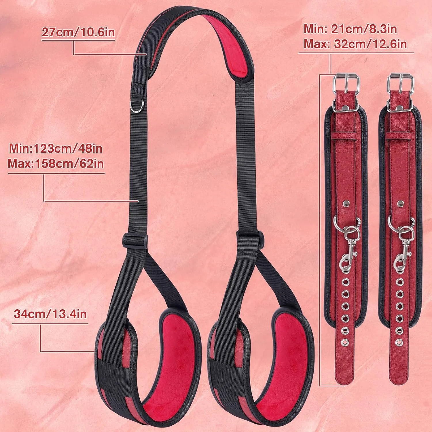 PlushLock PU Leather Sling Strap BDSM Kit with Cuffs - Image 6
