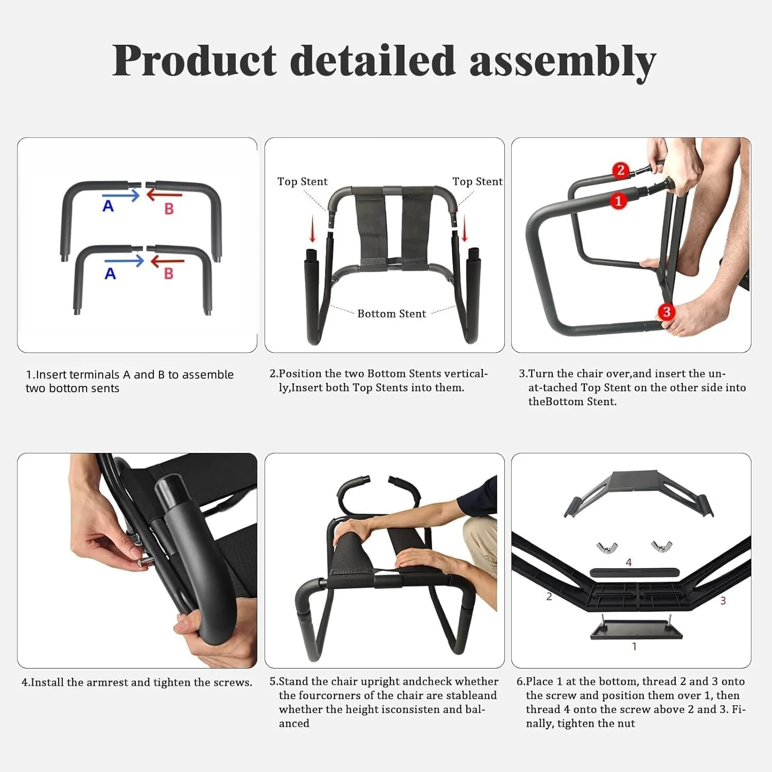FlexFrame Adjustable Position Aid Chair with Armrests (Red) - Image 7