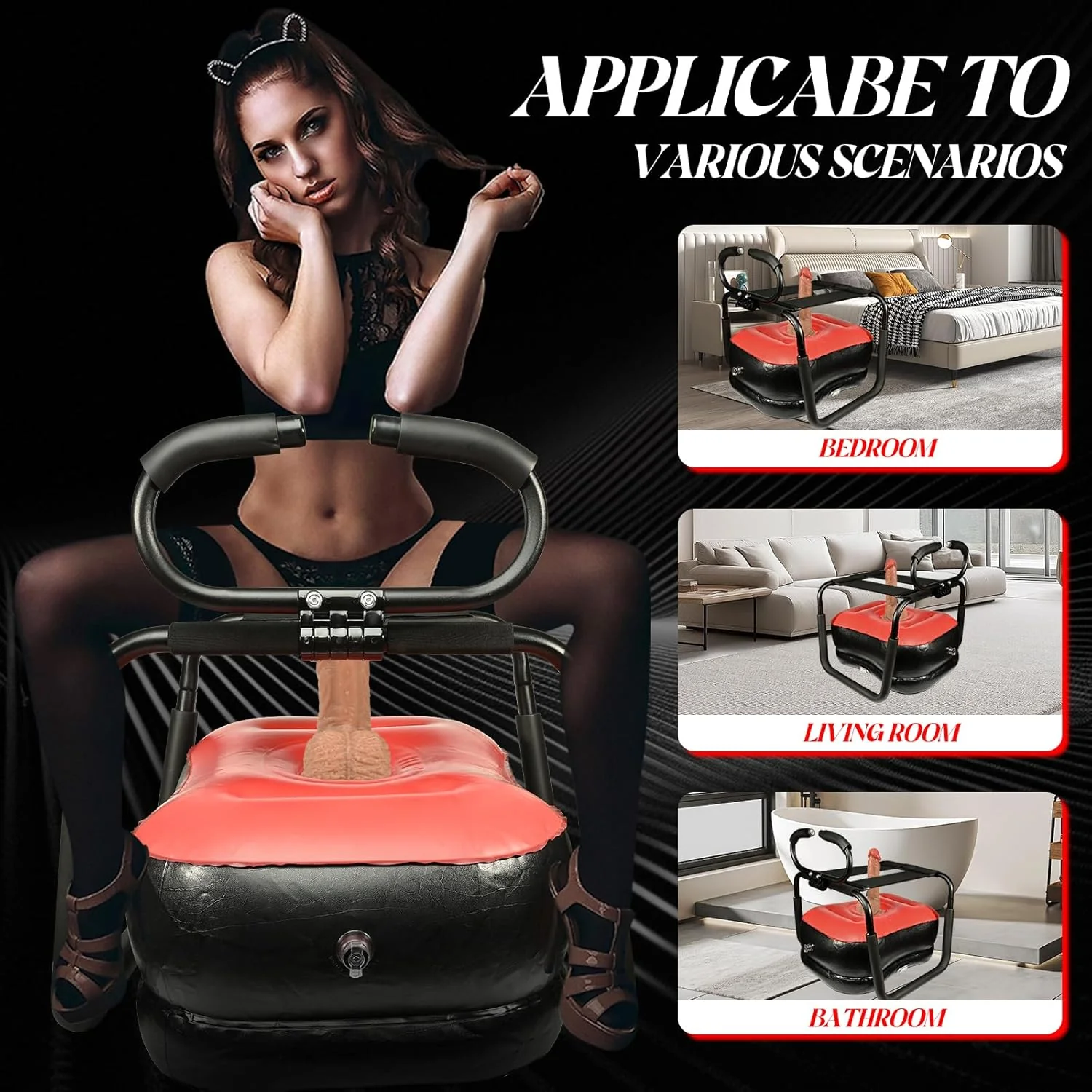 SteelBounce Adjustable Sex Chair with Handrail - Image 5