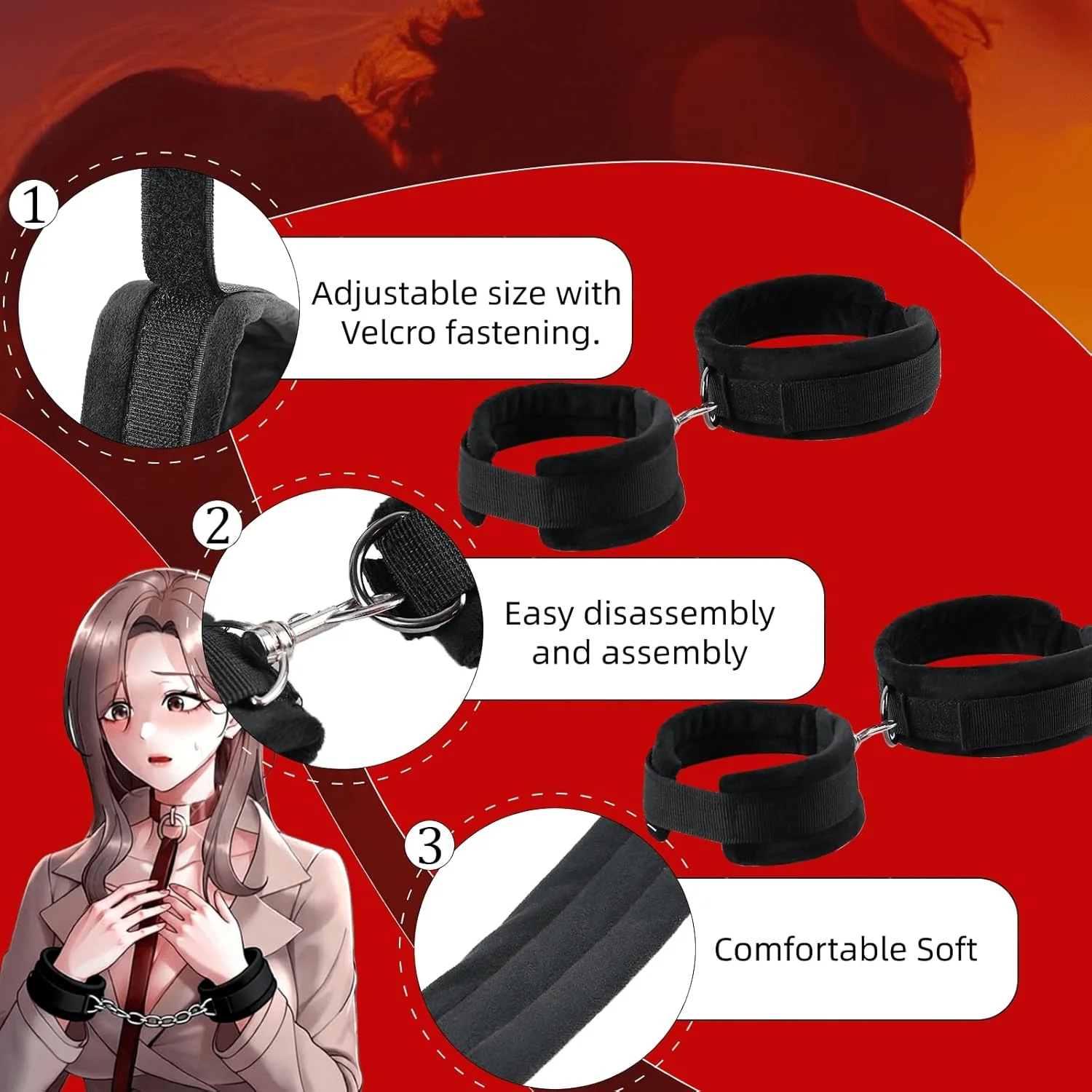 StrataBond BDSM Positioning Pillow with Wrist & Ankle Cuffs - Image 4
