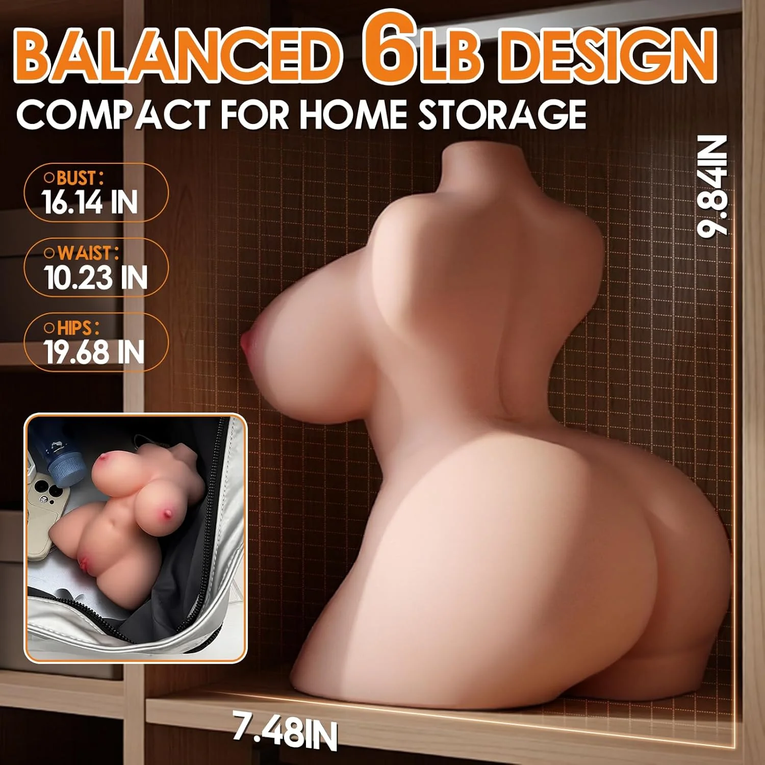 FlexLite Compact Sex Doll Torso 6LB | Dual Channel Design - Image 5