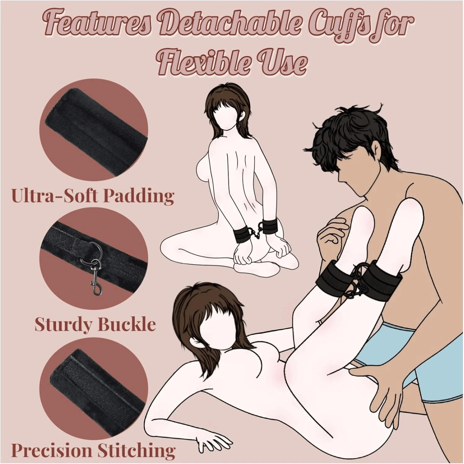VelvaBond Foam Positioning Wedge Pillow with Handcuffs Support - Image 5