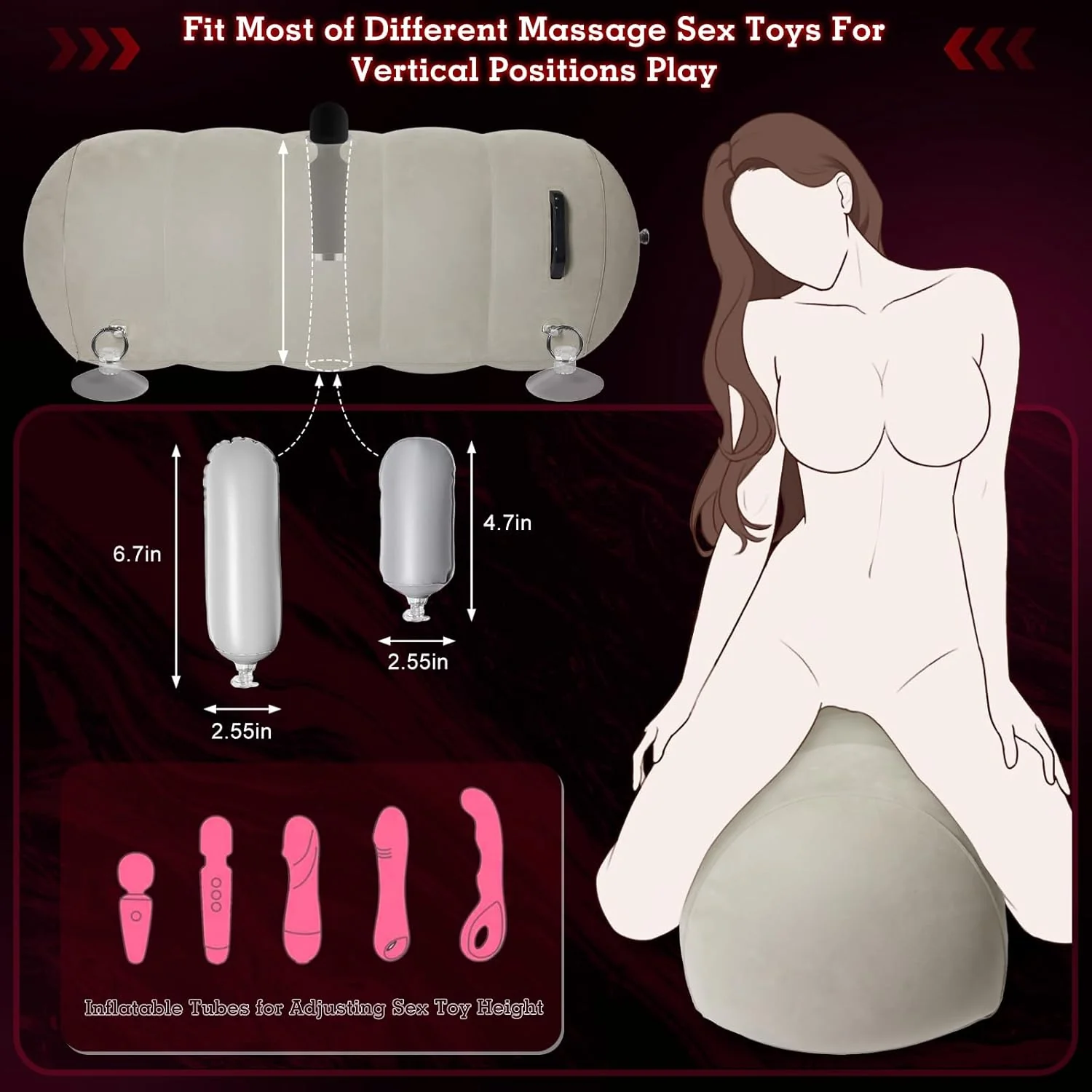 AirBond Inflatable BDSM Pillow with Restraints & Toy Mount - Image 2
