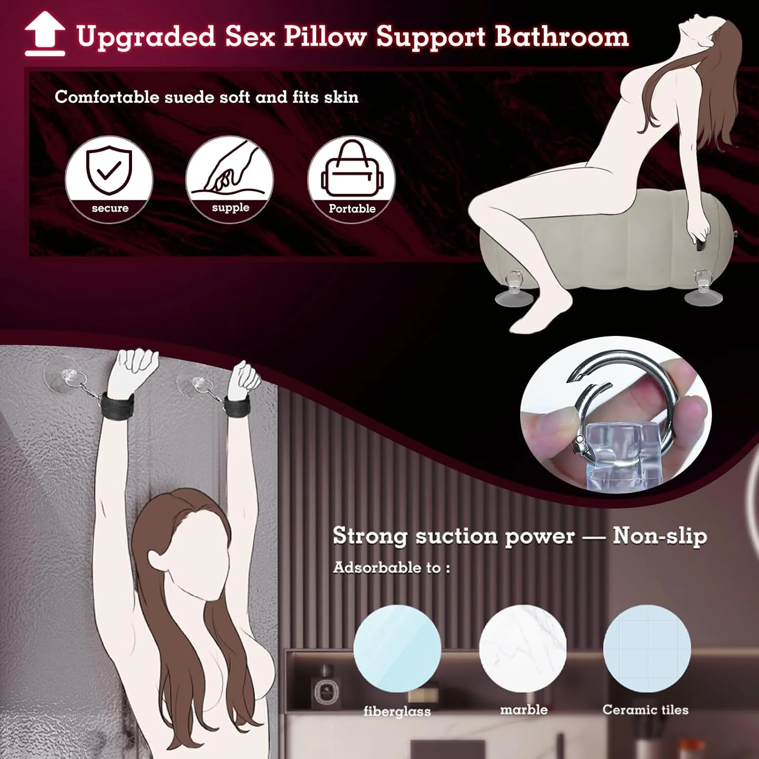 AirBond Inflatable BDSM Pillow with Restraints & Toy Mount - Image 5