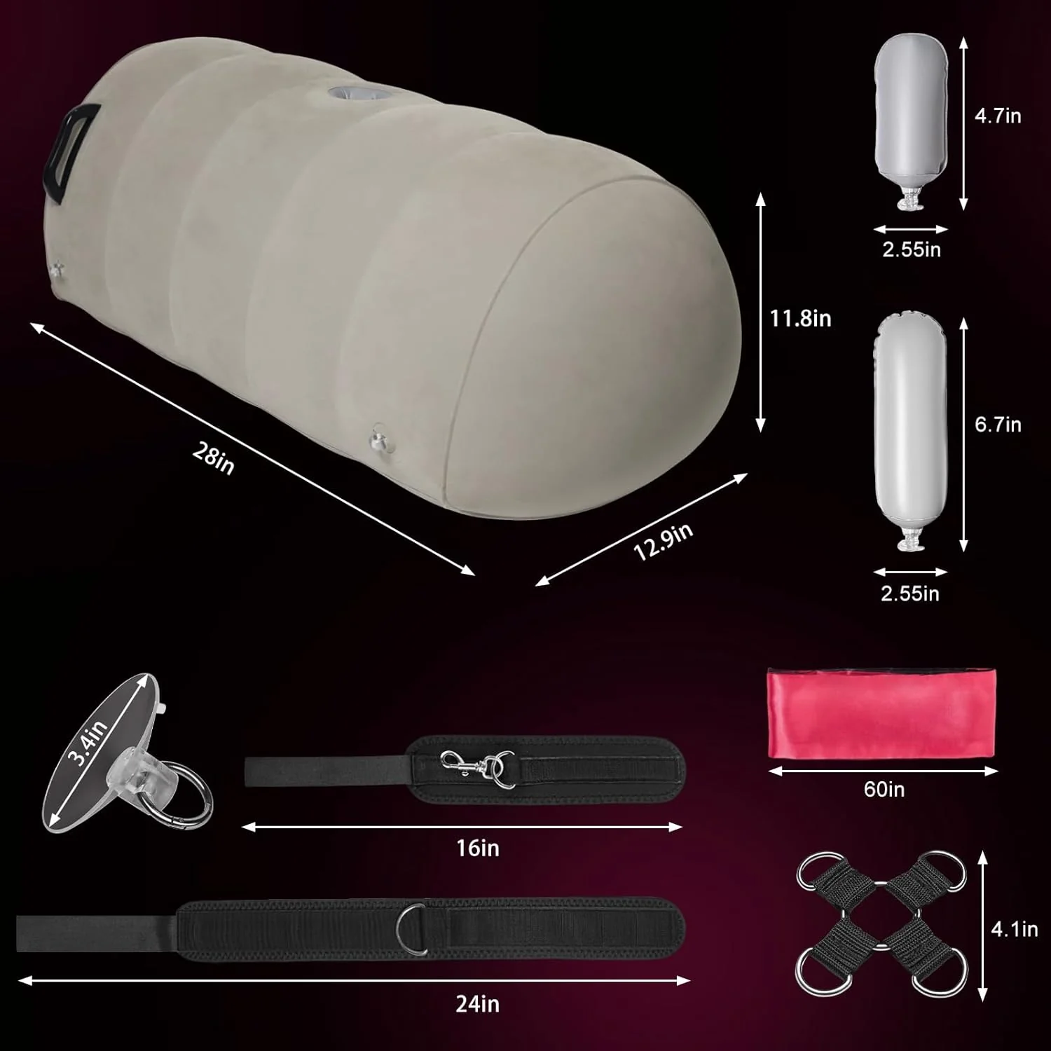 AirBond Inflatable BDSM Pillow with Restraints & Toy Mount - Image 7
