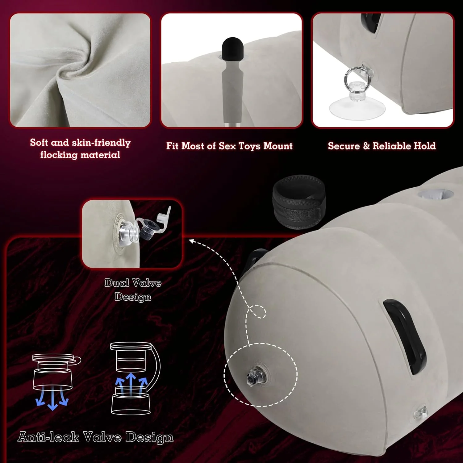 AirBond Inflatable BDSM Pillow with Restraints & Toy Mount - Image 8