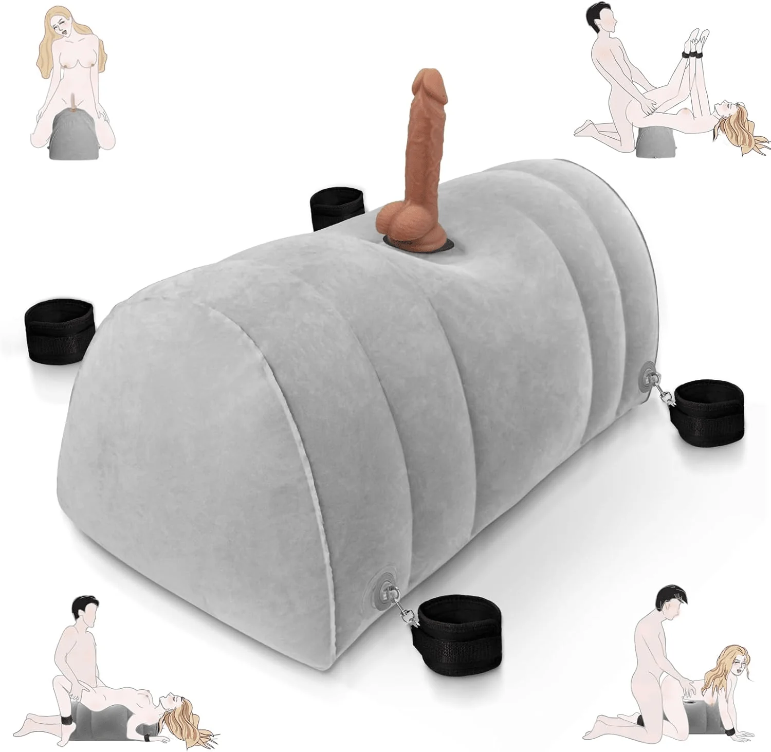 DominaLift Inflatable BDSM Pillow with Dildo Mount & Cuffs